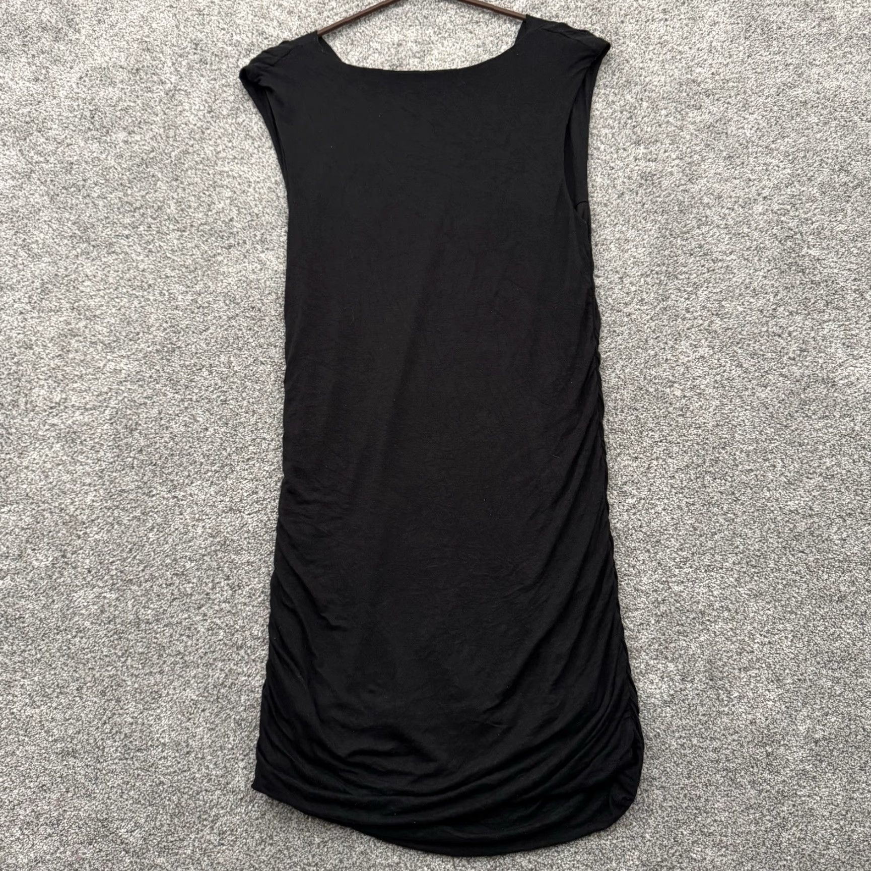 Vintage b.young Evening Wear Dress Sleeve Short Cowl Neck Pullover Knee Length Black M Ruched Stretch Sheath Party/Cocktail Vintage No Womens Size M / US 6-8 / IT 42-44 - 7 Thumbnail