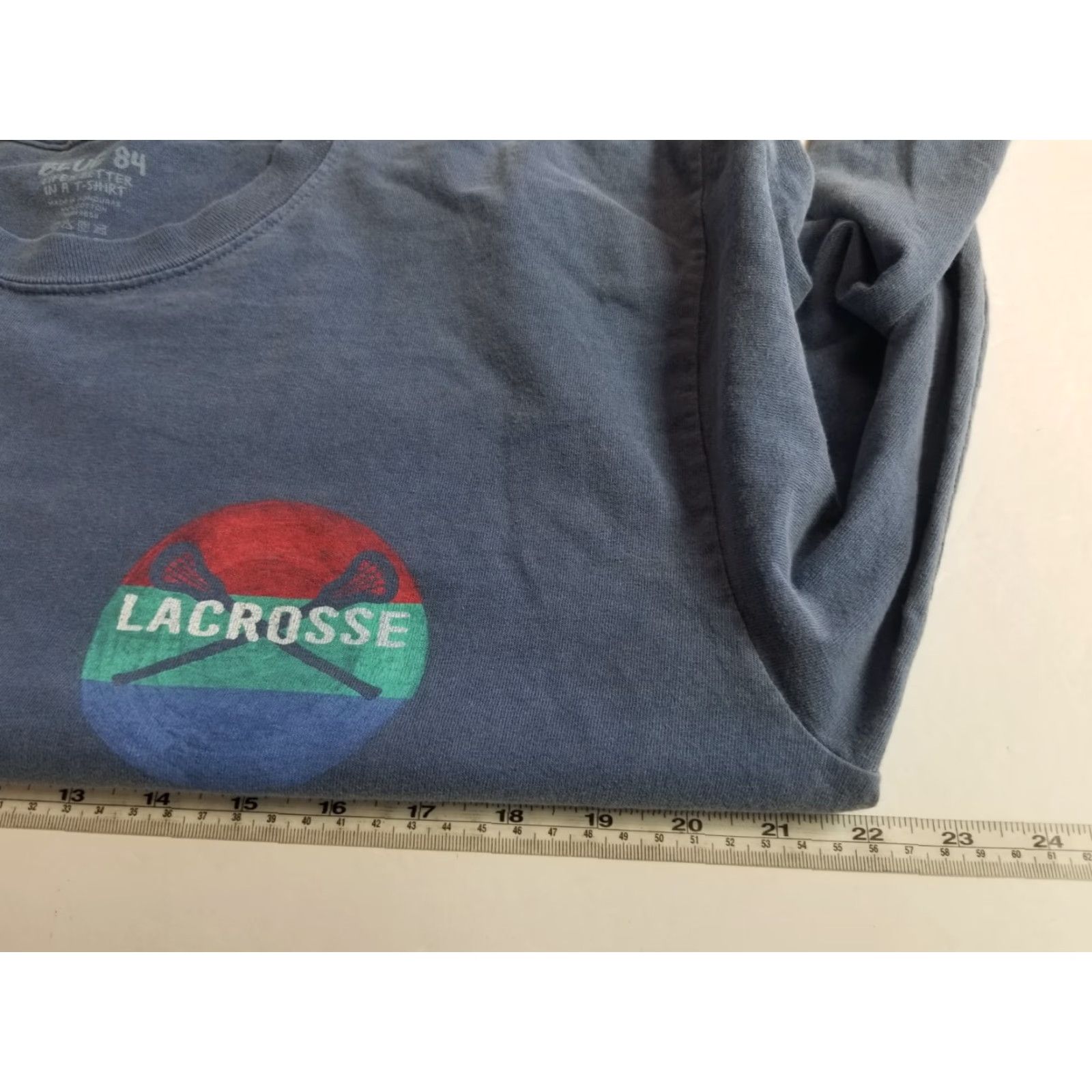 Vintage Blue 84 Shirt Lacrosse Mens Long Sleeve Crew Neck T Shirt Blue Large Size Regular Men Size US L / EU 52-54 / 3 - 4 Thumbnail