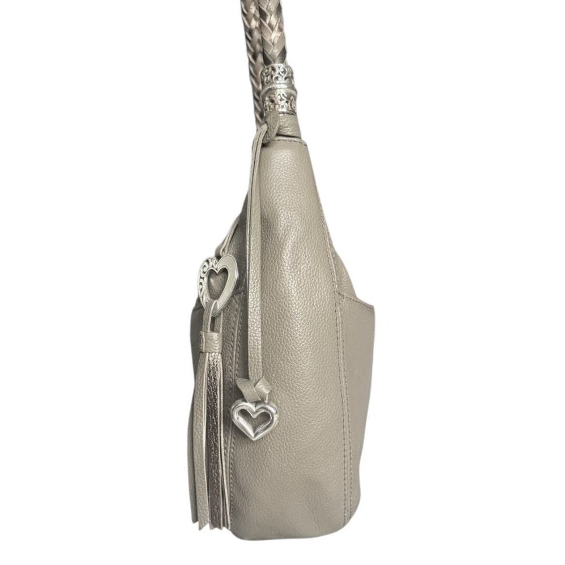 Brighton Brighton Tan/Gray Leather Shoulder Bag Purse Size ONE SIZE - 3 Thumbnail