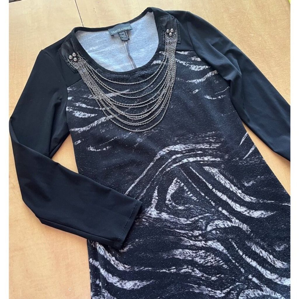 Frank Lyman Frank Lyman Design Black and Gray Long Sleeve Top Size M / US 6-8 / IT 42-44 - 2 Thumbnail