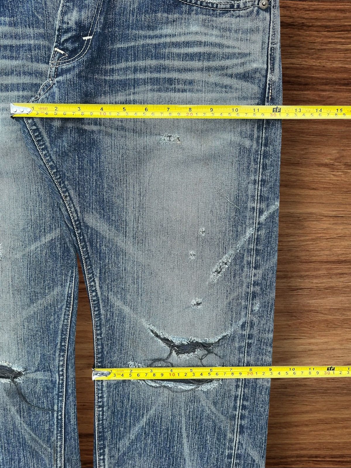 Edwin Vintage Japanese Brand Blue Way Distressed Wide Leg Jeans Size US 34 / EU 50 - 13 Thumbnail