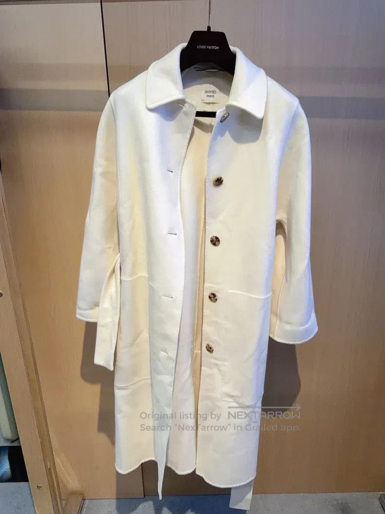 Hermes Hermes White Overcoat Size XS / US 0-2 / IT 36-38 - 1 Thumbnail