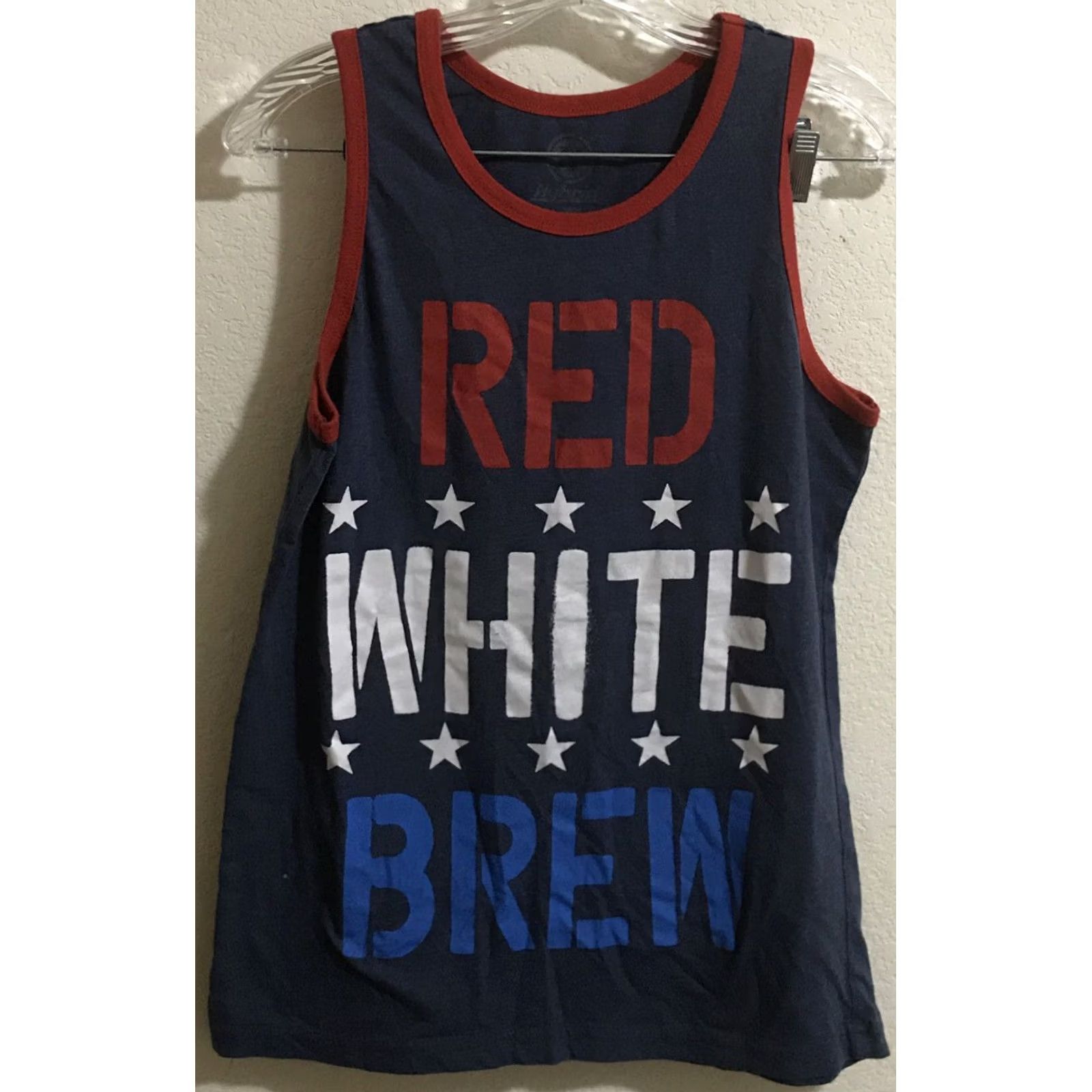 Vintage Hybrid T-Shirt Sleeveless Men Blue "Red White Brew" B42 Tank Top Size S Shirt Size US S / EU 44-46 / 1 - 2 Thumbnail