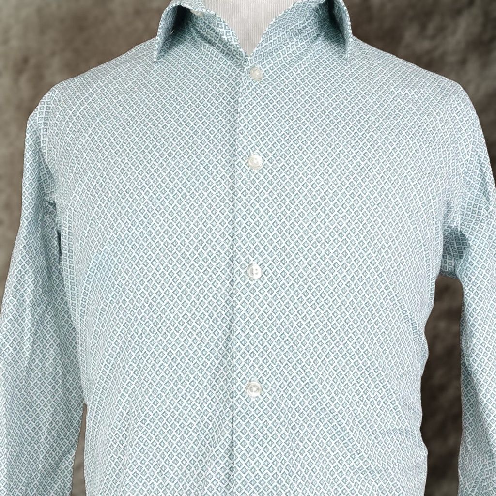 Apt. 9 APT. 9 Mens Shirt Geometric Green Long Sleeve Button Front Casual Dress Shirt Regular Fit 15.5 Neck 34/35 Sleeve Cotton Spandex Size US M / EU 48-50 / 2 - 1 Thumbnail