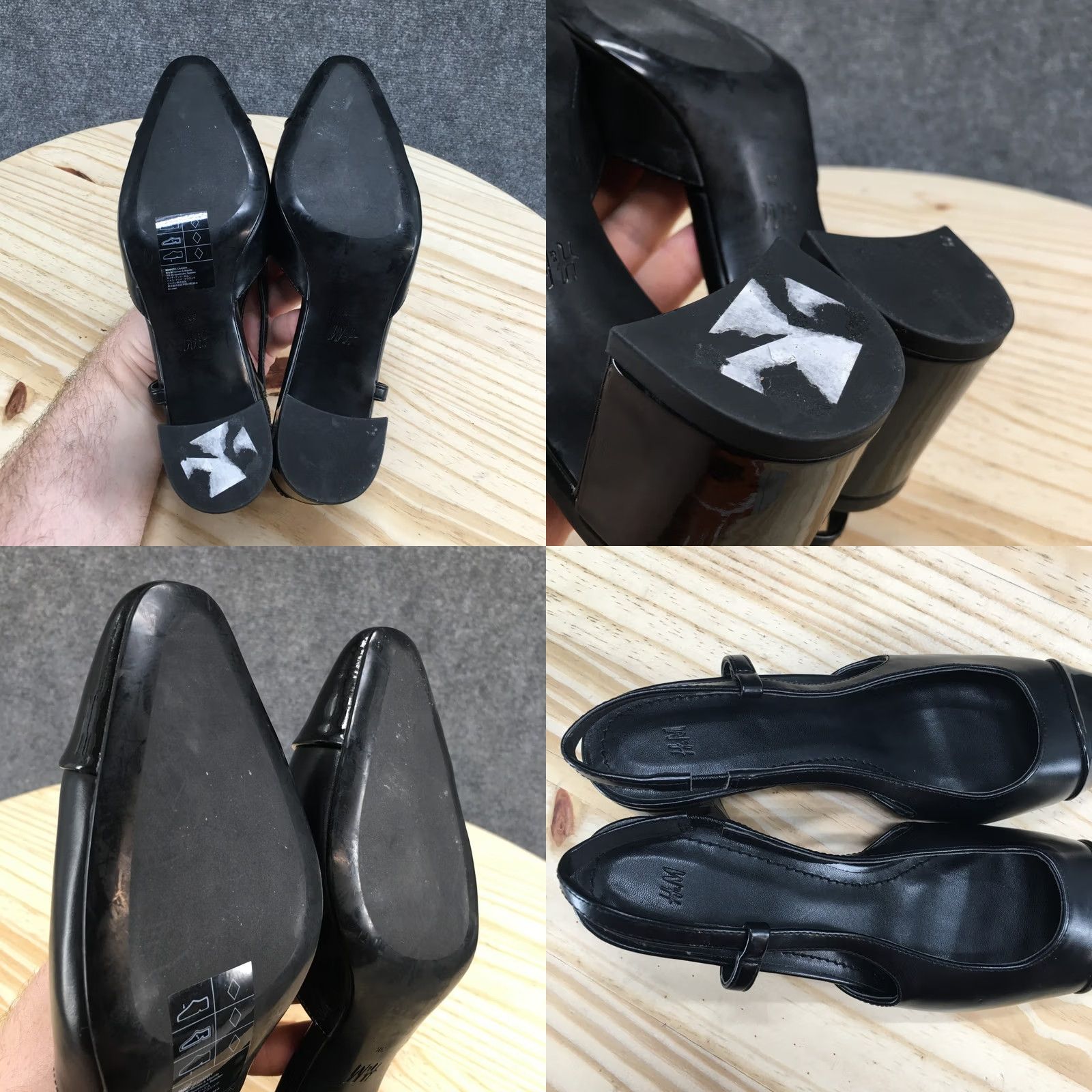 H&M H&M Heels Womens 38 Cap Toe Dress Slingback Pumps Block Heels Black Faux Leather Size M / US 6-8 / IT 42-44 - 9 Thumbnail