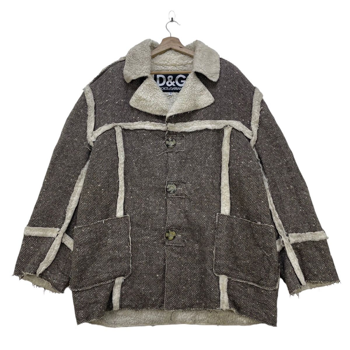 image of Avant Garde x Dolce Gabbana Luxury Brand Dolce And Gabana Shearling Jacket in Grey (Size Medium)