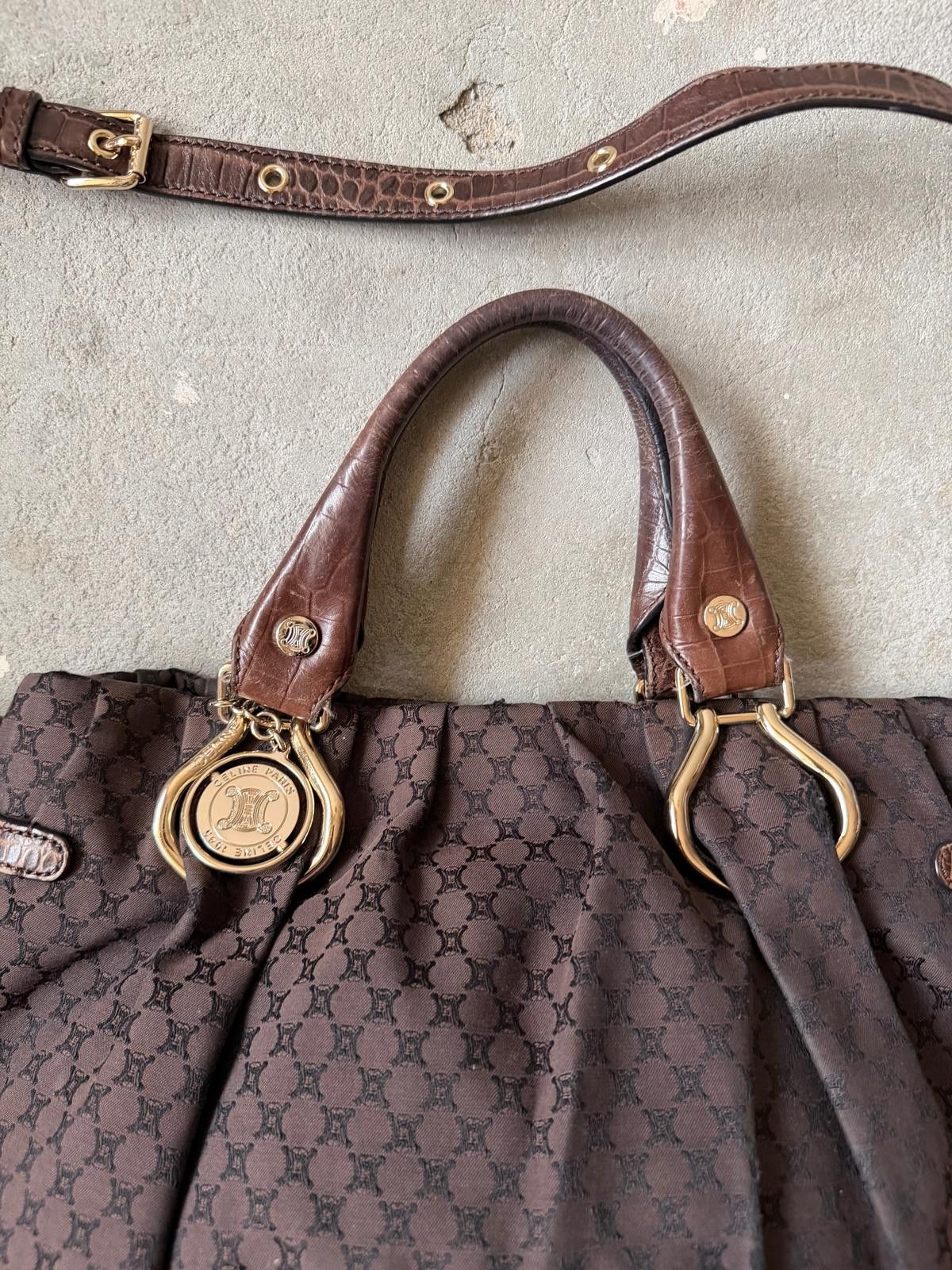 Celine Celine 2Way Macadam Embossed Shoulder Bag Brown Size ONE SIZE - 3 Thumbnail