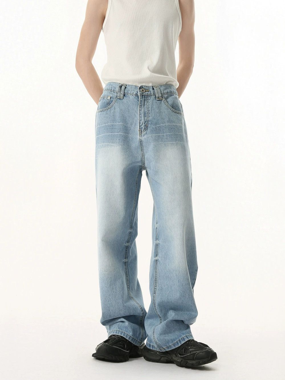 Jean Japanese retro washed straight loose jeans Size US 32 / EU 48 - 1 Thumbnail