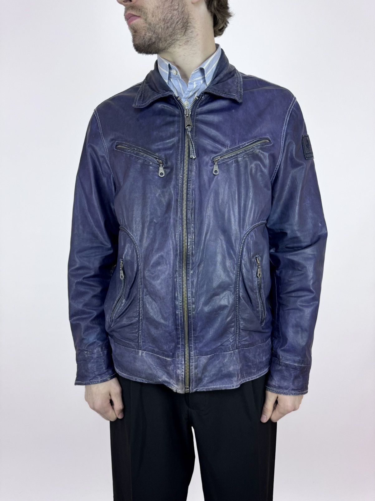 Marlboro Marlboro Classic Leather Jacket Faded Blue Mens Size 2XL Size US XXL / EU 58 / 5 - 1 Thumbnail
