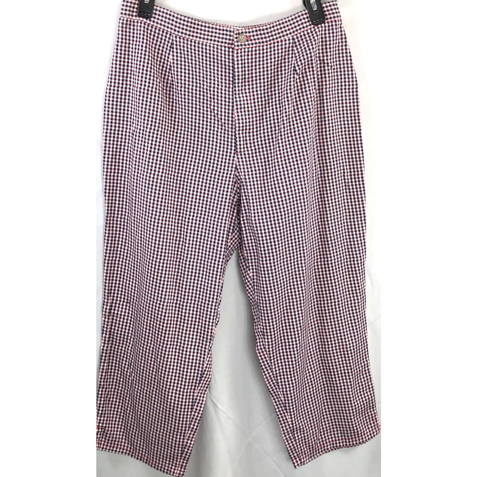 Vintage VINTAGE Russ Pants Slacks 14 Pnk Blue Plaid Gingham Checkered Cropped 80s Preppy Size 36" / US 14 / IT 50 - 5 Thumbnail