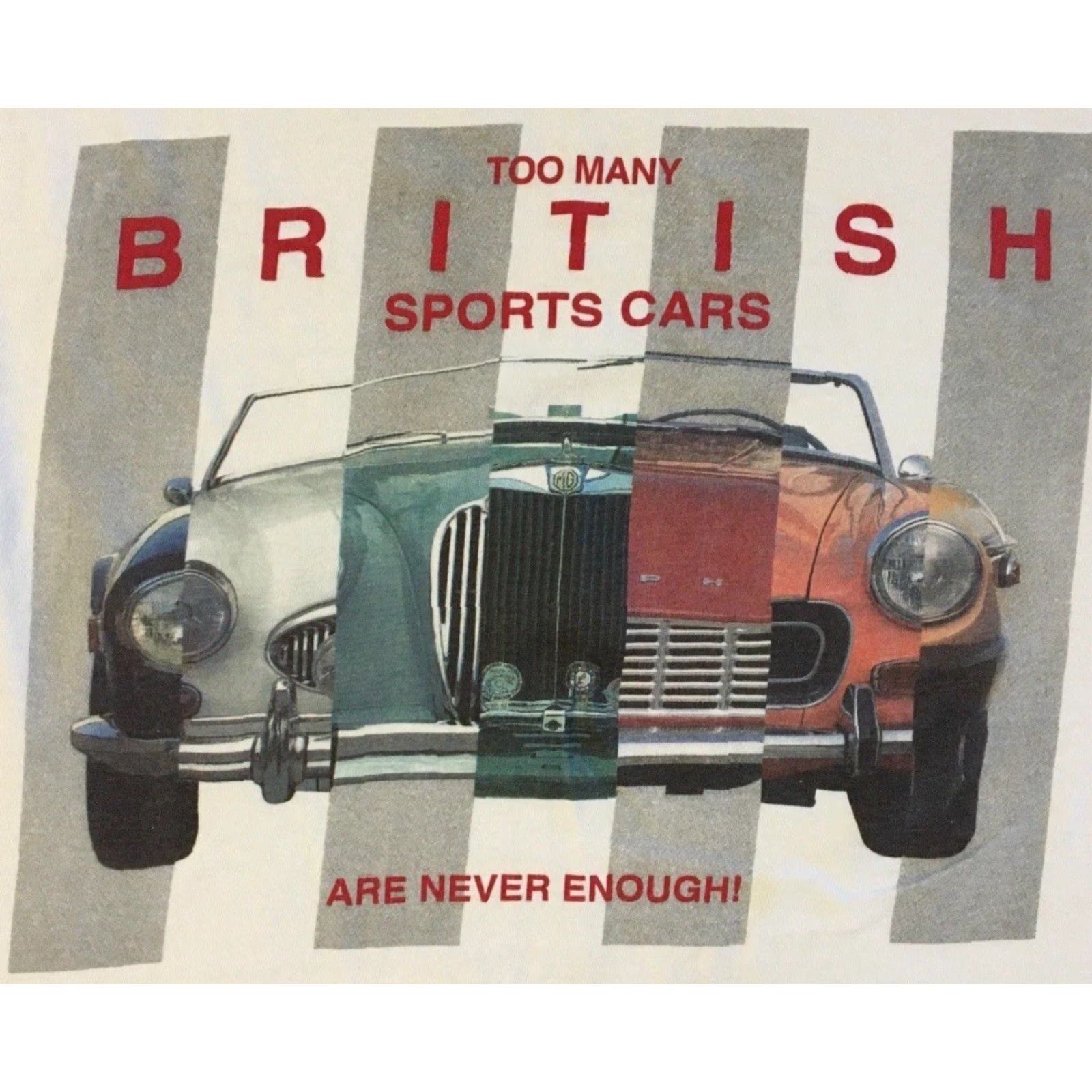 Vintage Vtg 90s Never Enough British Sports Cars Faded Distress Shirt S White Men's T-Shirt Vintage 90s Grunge Cars Racing Styles Size US S / EU 44-46 / 1 - 2 Thumbnail