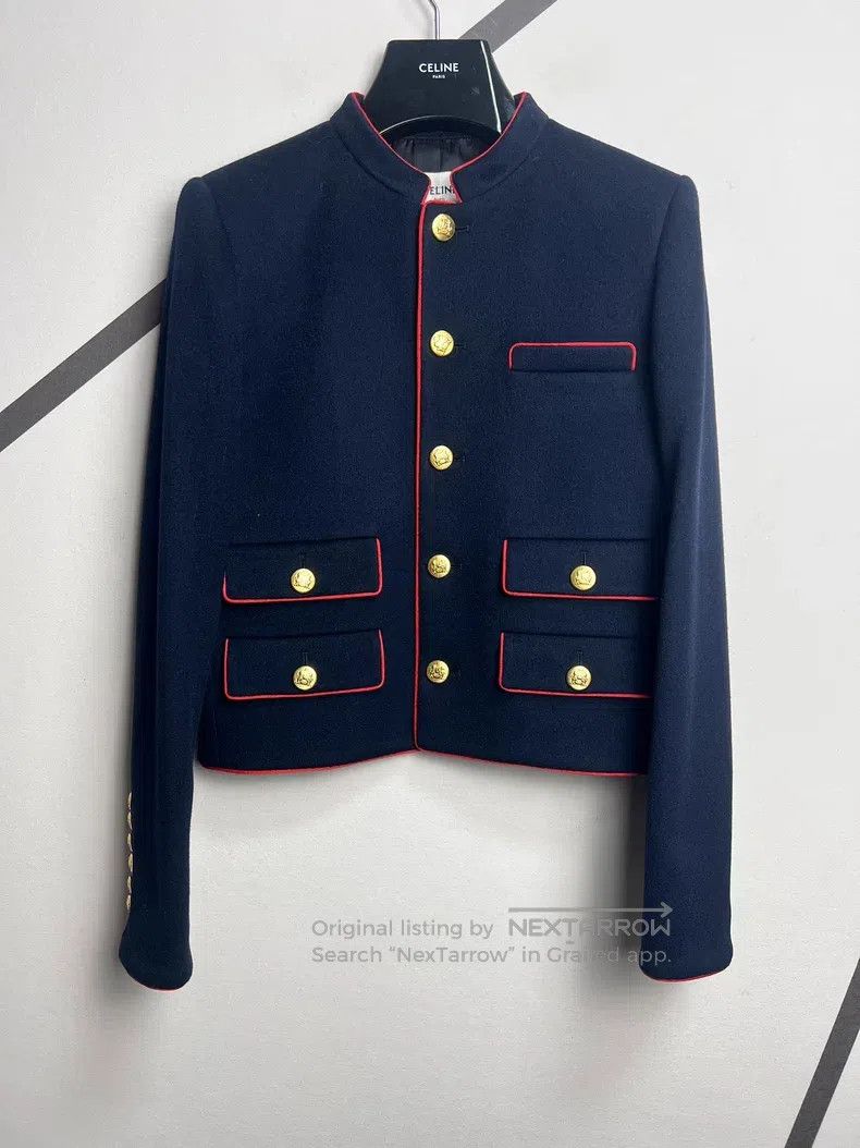 Other CELINE Red Line Gold Buckle Wool Collar Jacket Size XXS / US 00 / IT 34 - 1 Thumbnail