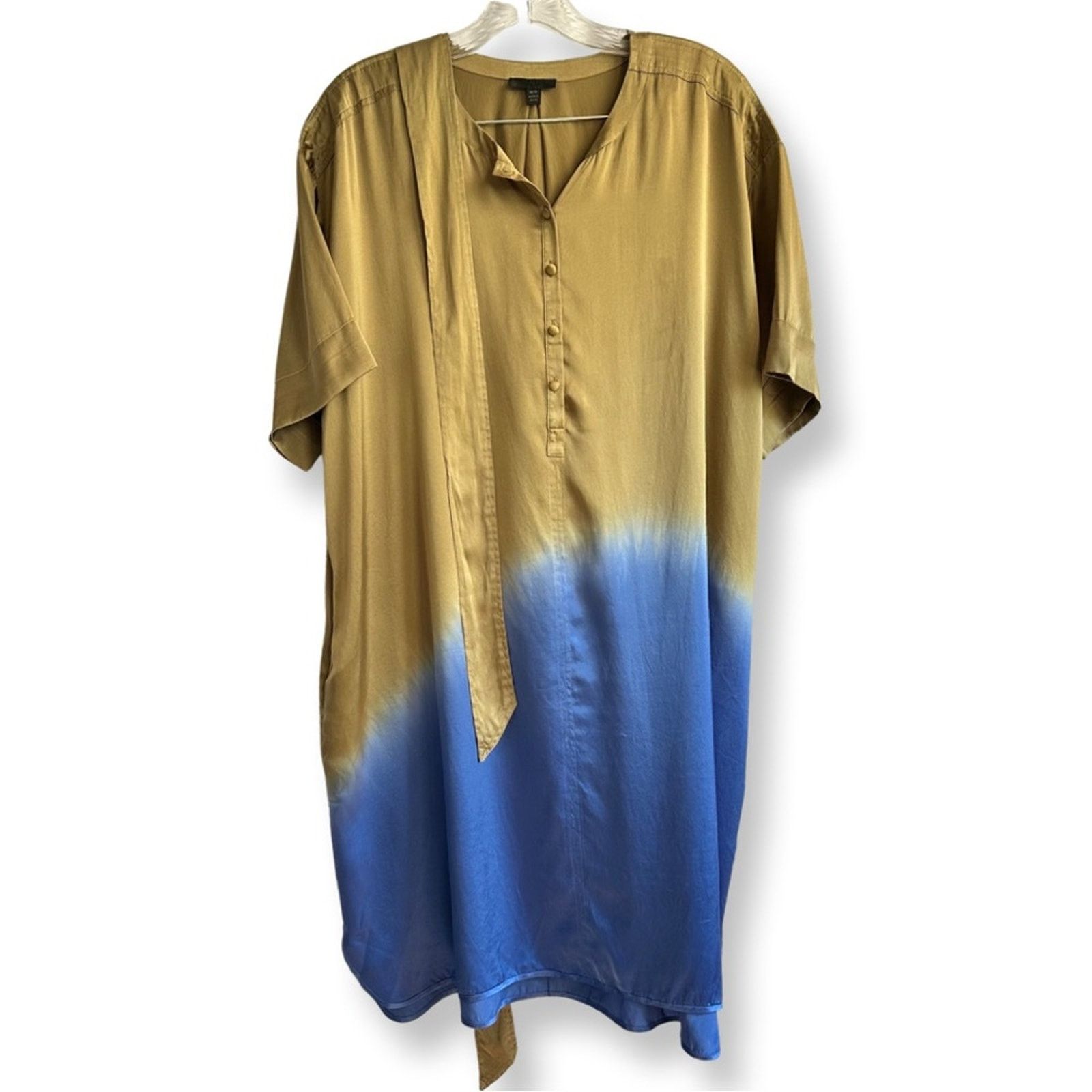 ATM Anthony Thomas Melillo NWOT ATM Silk Charmeuse V-Neck Dress In Olive Royal Dip Dye Size M / US 6-8 / IT 42-44 - 6 Thumbnail