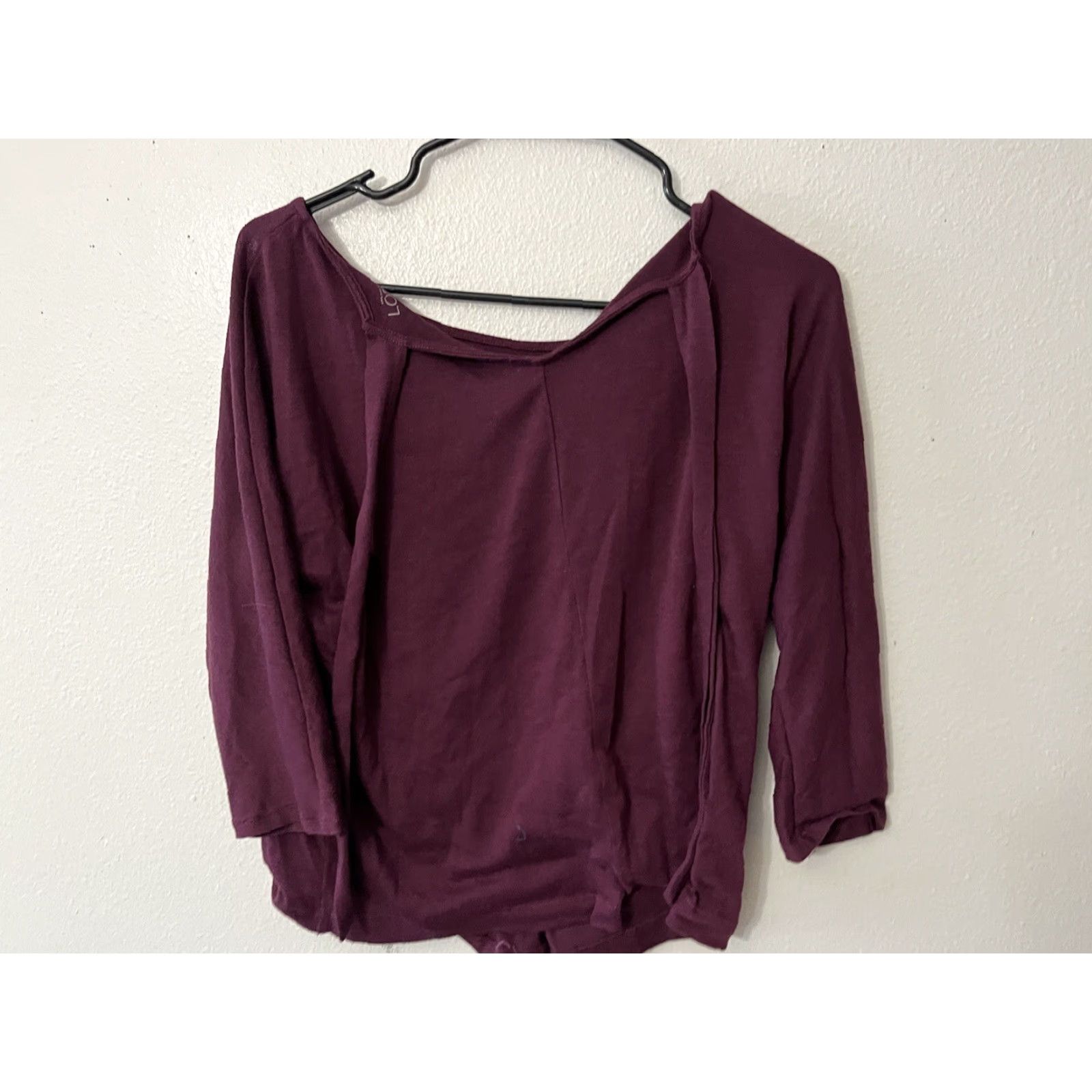 Loft VINTAGE LOFT Shirt Women's XS Maroon Crew Neck 3/4 Sleeve Blouse Short History? (Wait) Size XS / US 0-2 / IT 36-38 - 2 Thumbnail