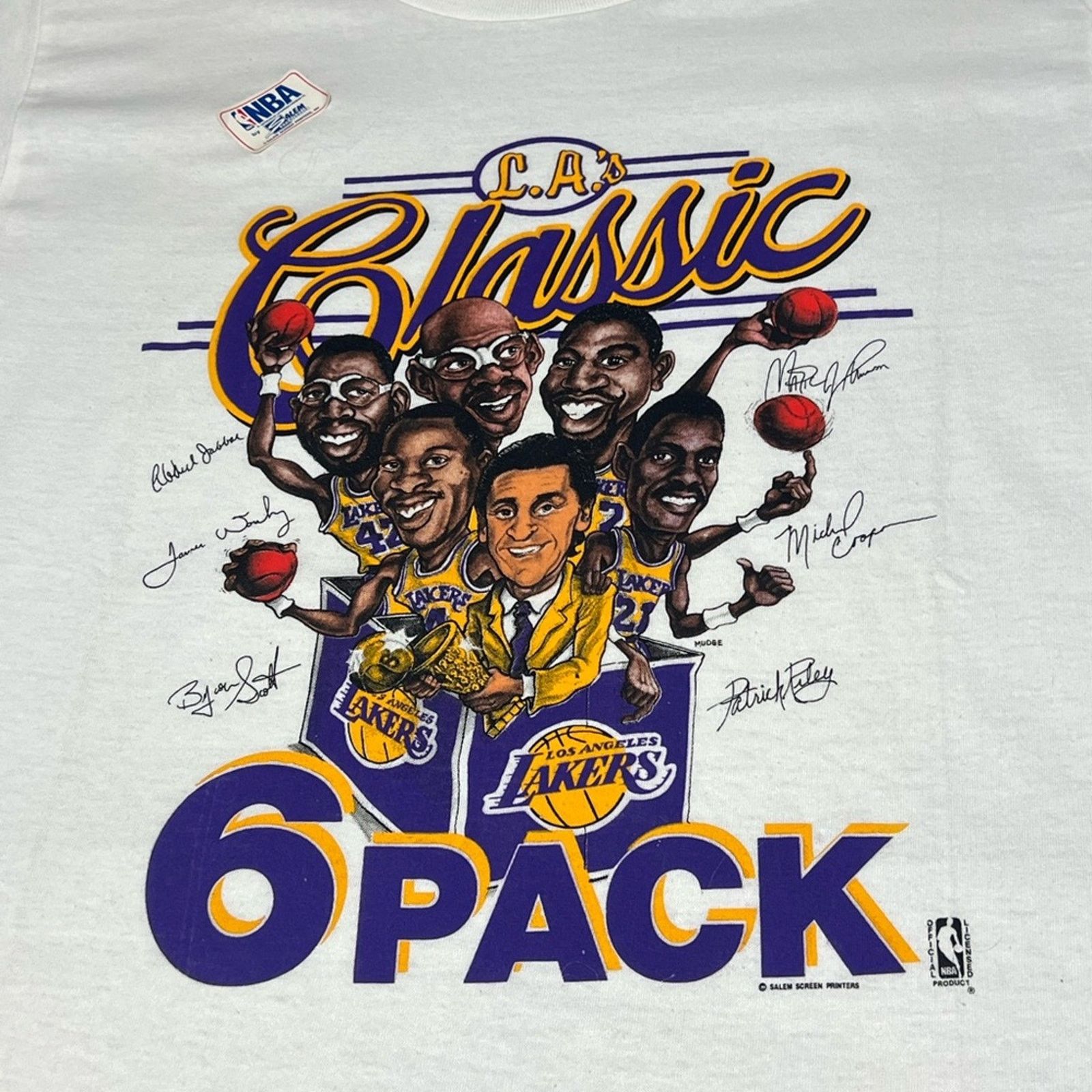 Salem Sportswear NWT Vintage 80’s Los Angeles Lakers 6 Pack Caricature Shirt Size US L / EU 52-54 / 3 - 3 Thumbnail