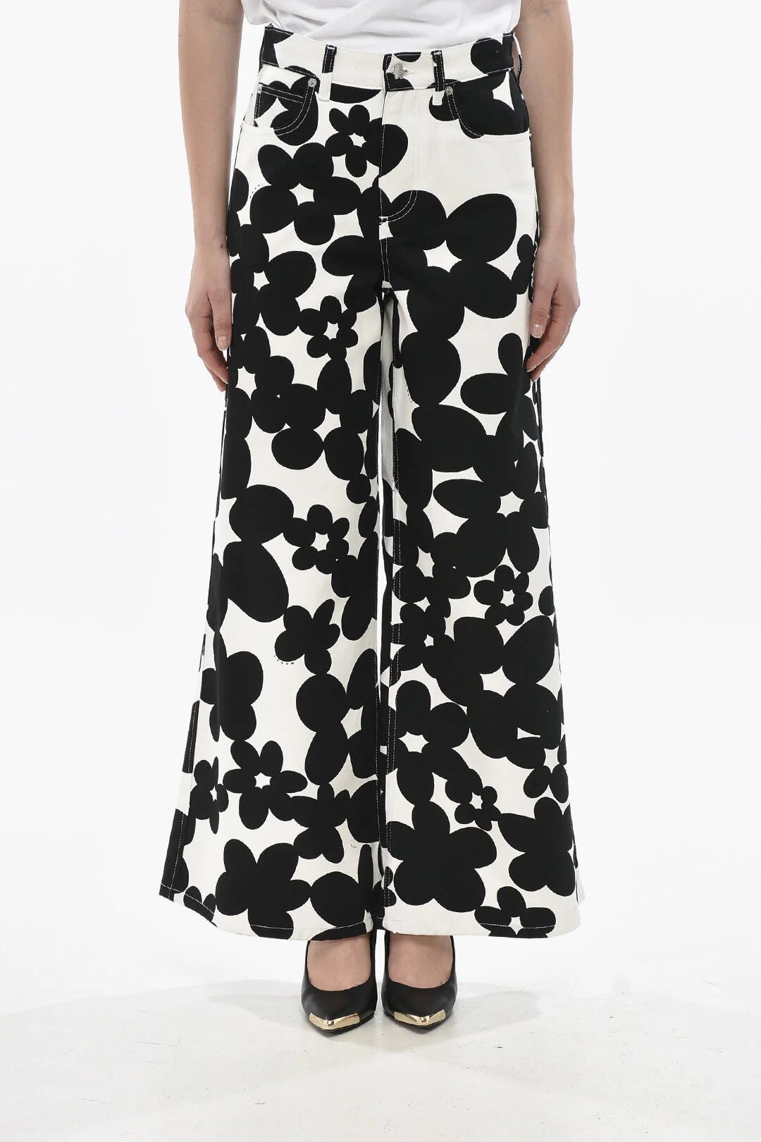 Marni og1mm0326 Gabardine 5-Pocket Cropped-Fit Pant Black & White Size 28" / US 6 / IT 42 - 1 Thumbnail