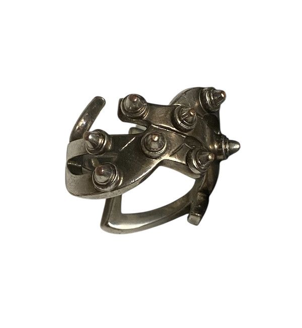 Yves Saint Laurent 2010’ (Rare) Saint Laurent Silver Geometric Spike Ring Size ONE SIZE - 1 Thumbnail