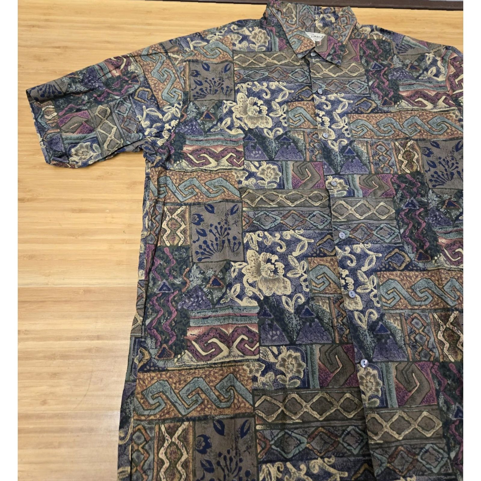 Tori Richard Tori Richard Shirt Multicolor Geometric Floral Hawaiian/Aloha Button-Up Short Sleeve Cotton Lawn Mens XL Size US XL / EU 56 / 4 - 4 Thumbnail