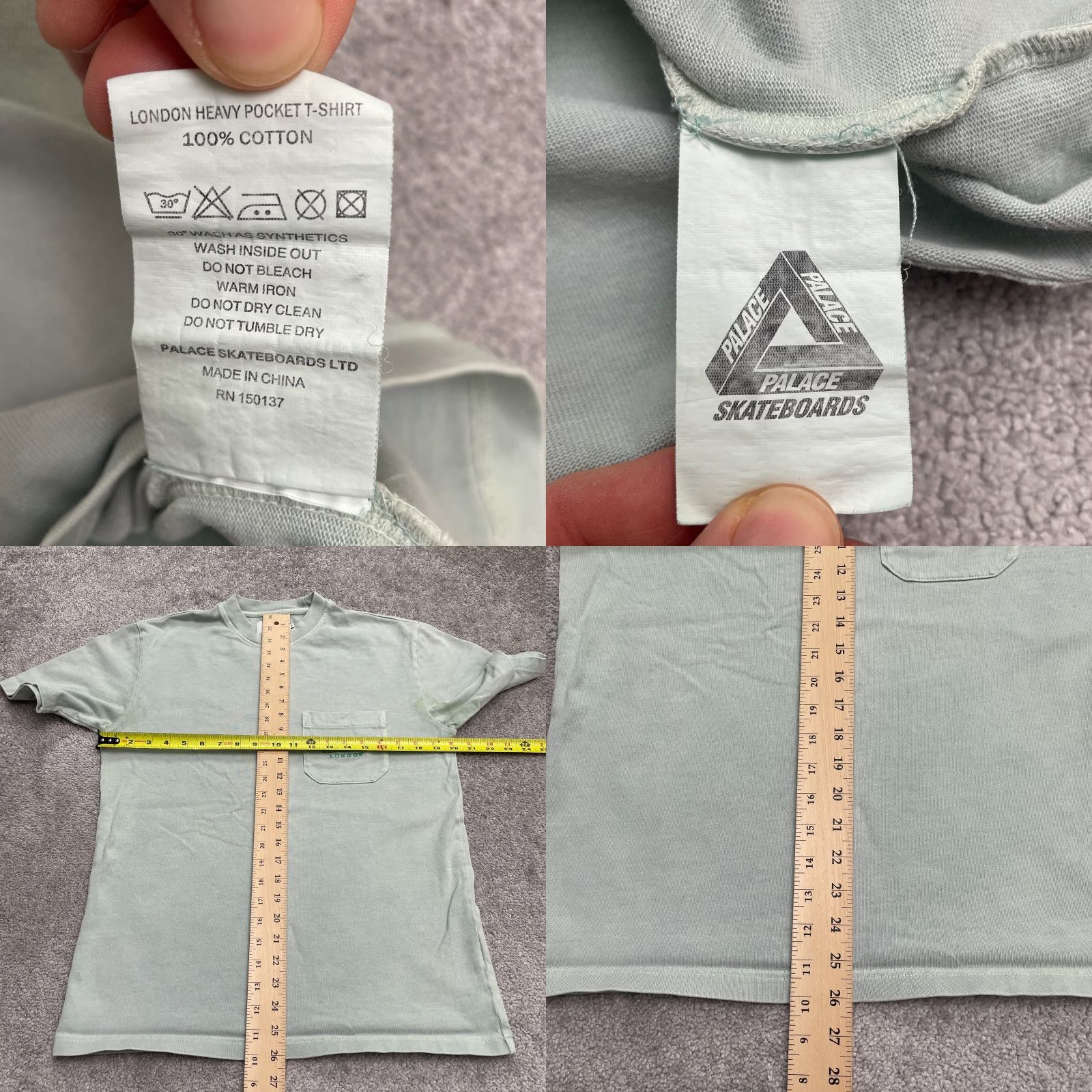 Palace Palace Skateboard Heavyweight T-Shirt Men Small Light Green Crew Neck Pocket Tee Size US S / EU 44-46 / 1 - 8 Thumbnail