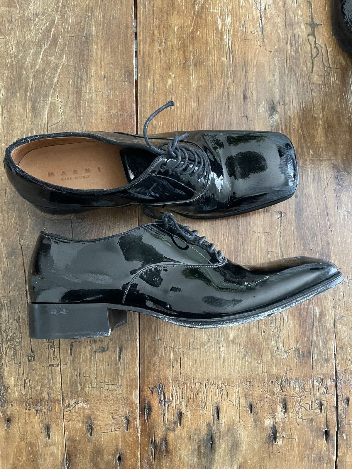Marni Marni Patent Leather Distressed Derbys Size US 9.5 / EU 42-43 - 2 Thumbnail