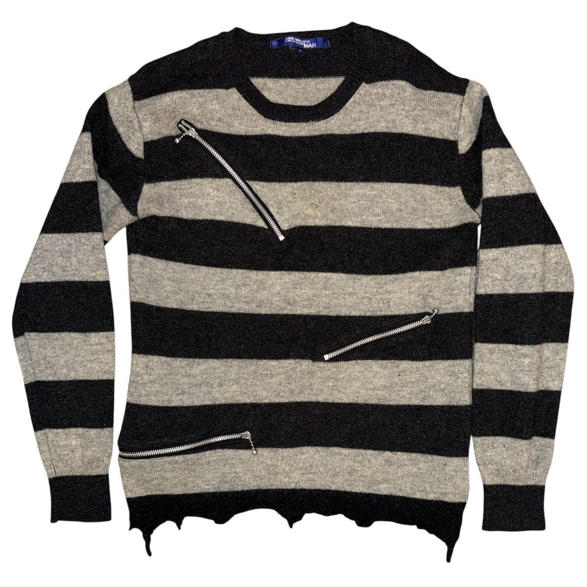 Junya Watanabe Distressed Stripe Zipper Sweater