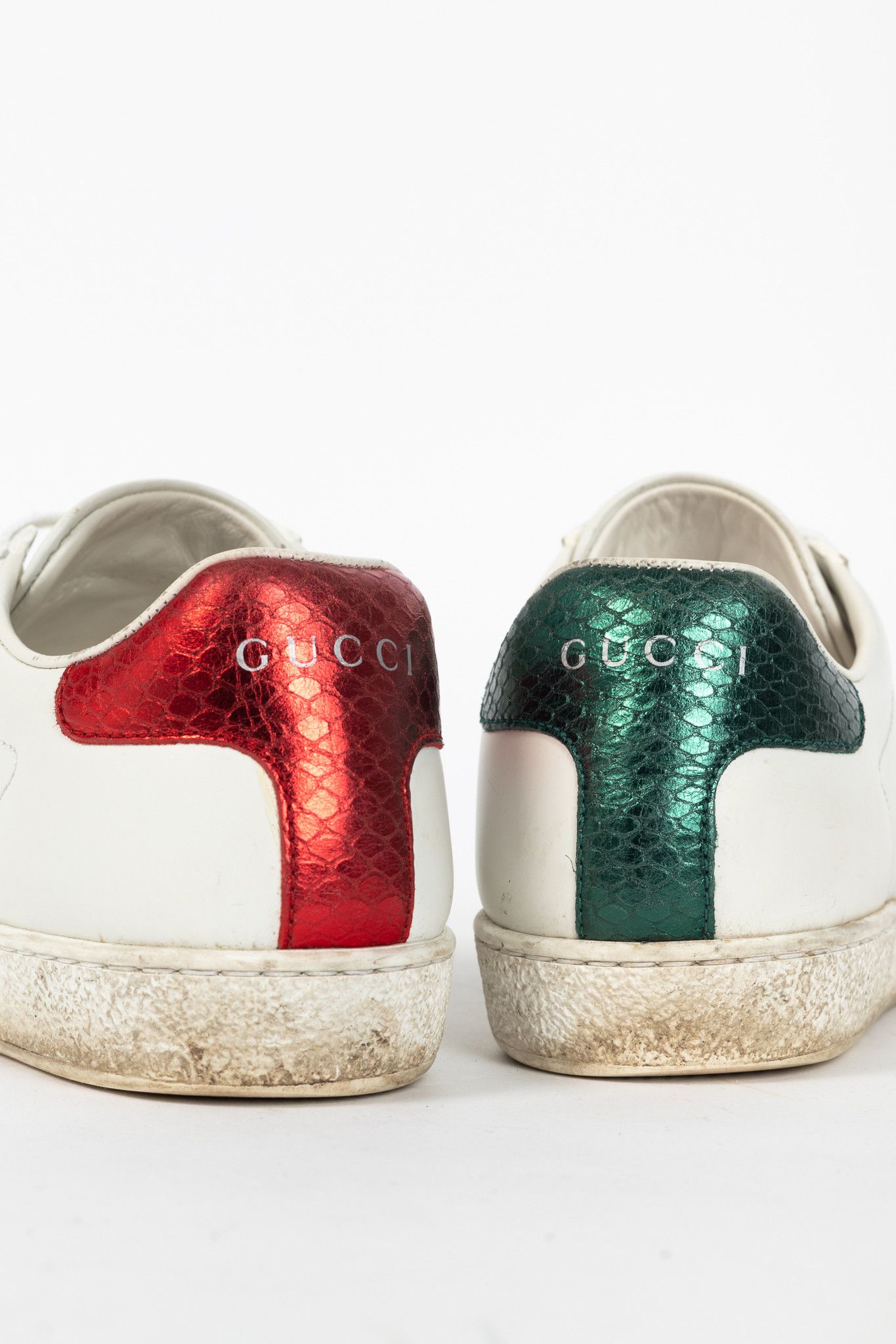 Gucci Gucci Ace Bee White Leather Lace-Up Sneakers Size US 4.5 / IT 34.5 - 8 Thumbnail