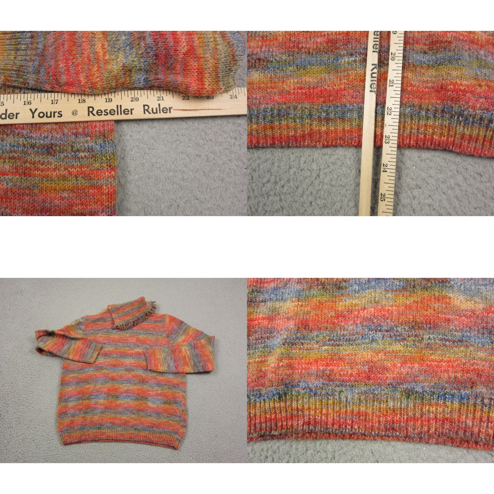 Vintage VINTAGE Alfred Dunner Sweater Women PL Orange Striped Wool Acrylic Mock Neck Long Sleeve Pullover Knit Casual 90s Womens Size L / US 10 / IT 46 - 8 Thumbnail