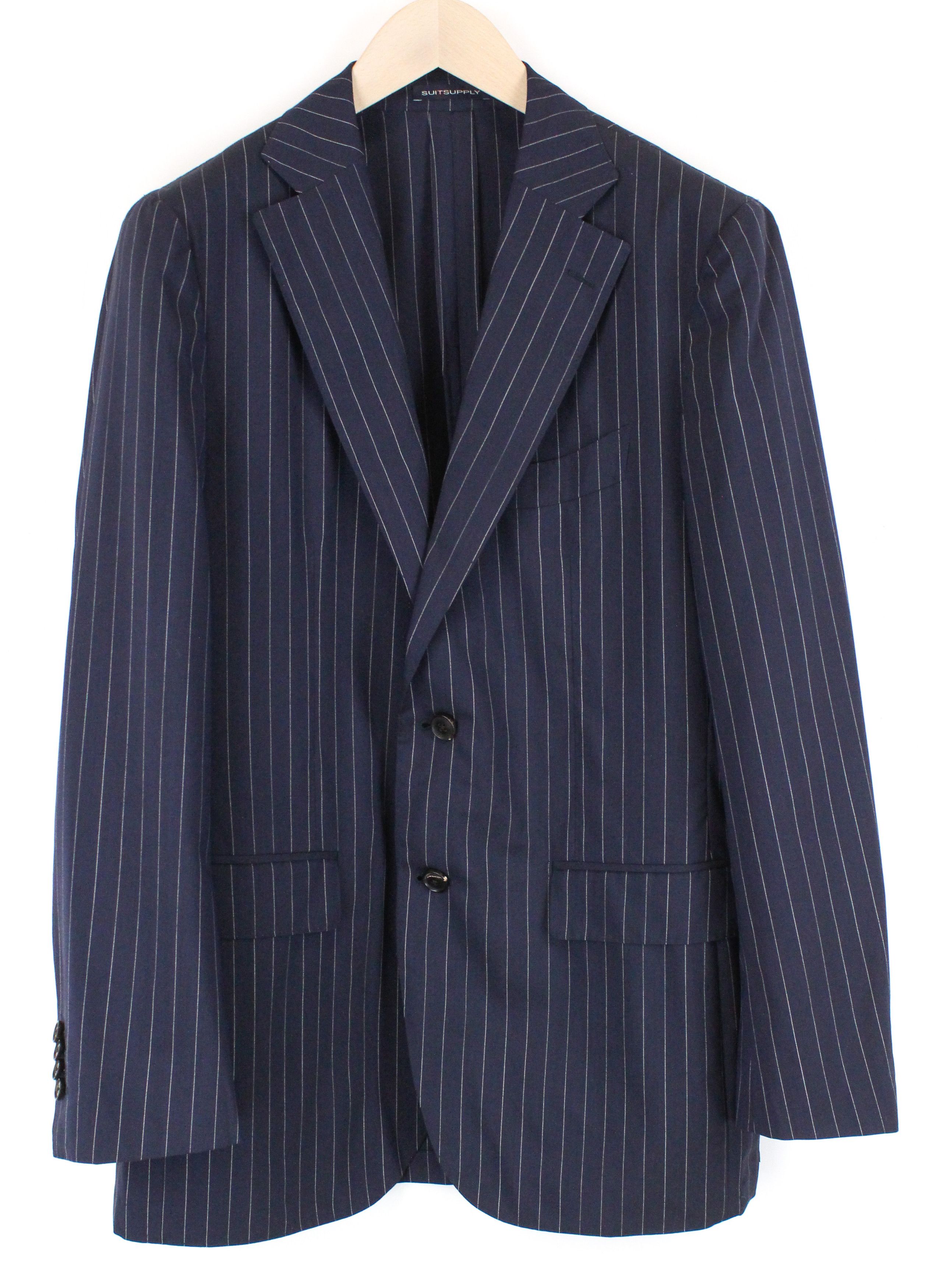 image of Suitsupply Jort Uk42R Navy Slim Striped Notch Lapel Unlined 60421, Men's