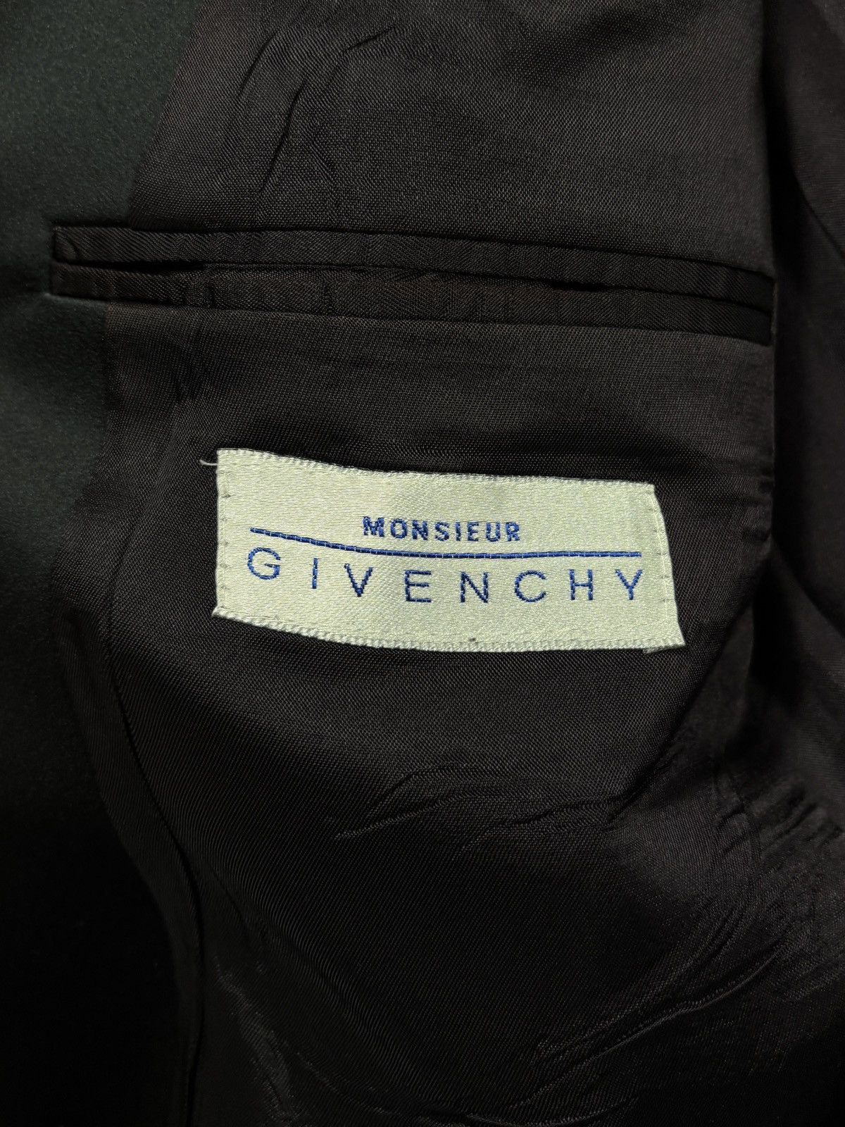 Givenchy Vintage Givenchy Monsieur Suit Jacket 80s Wool Blazer Tuxedo Size 40S - 4 Thumbnail