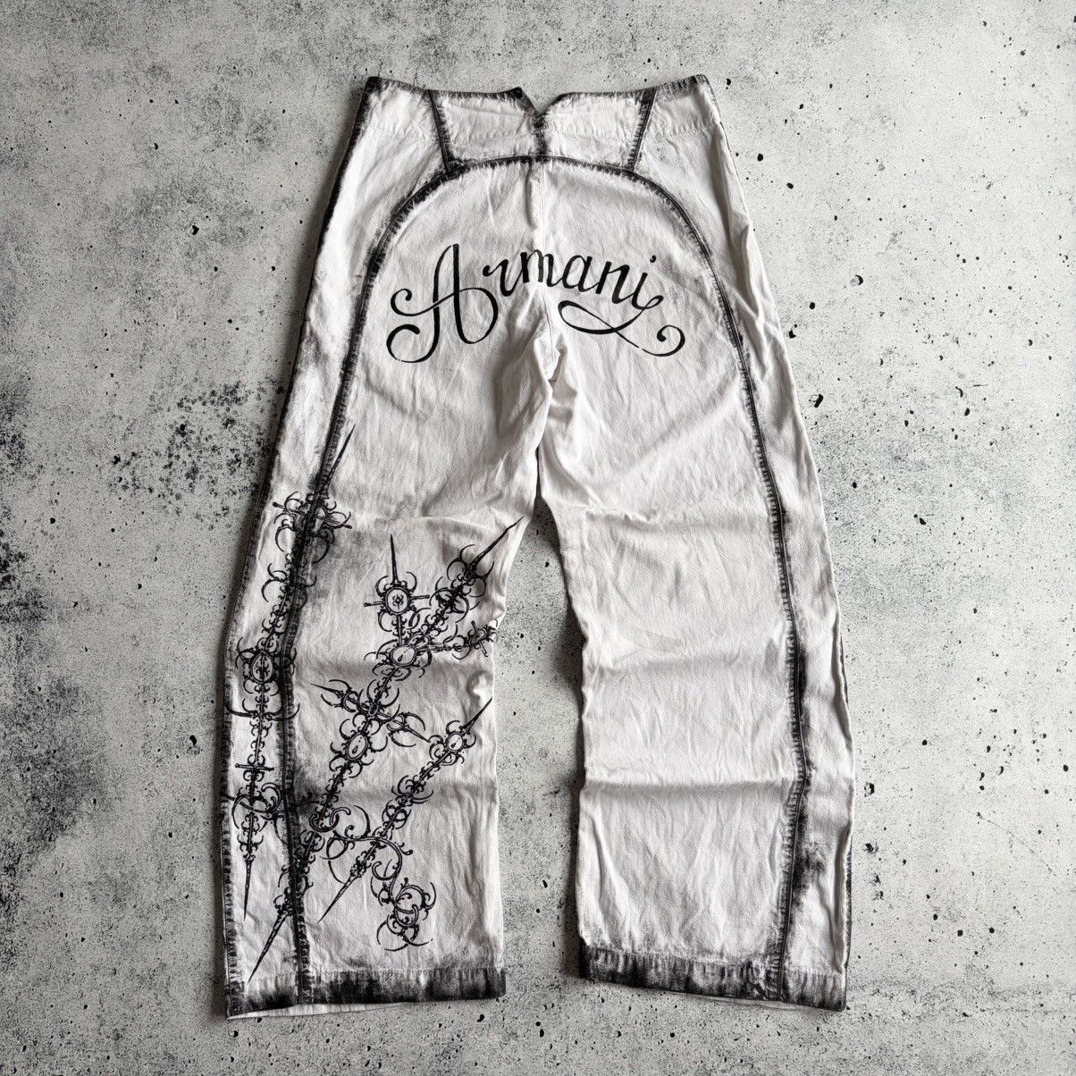 Armani Cybersigilism Distressed Big Logo Custom Sailor Pants