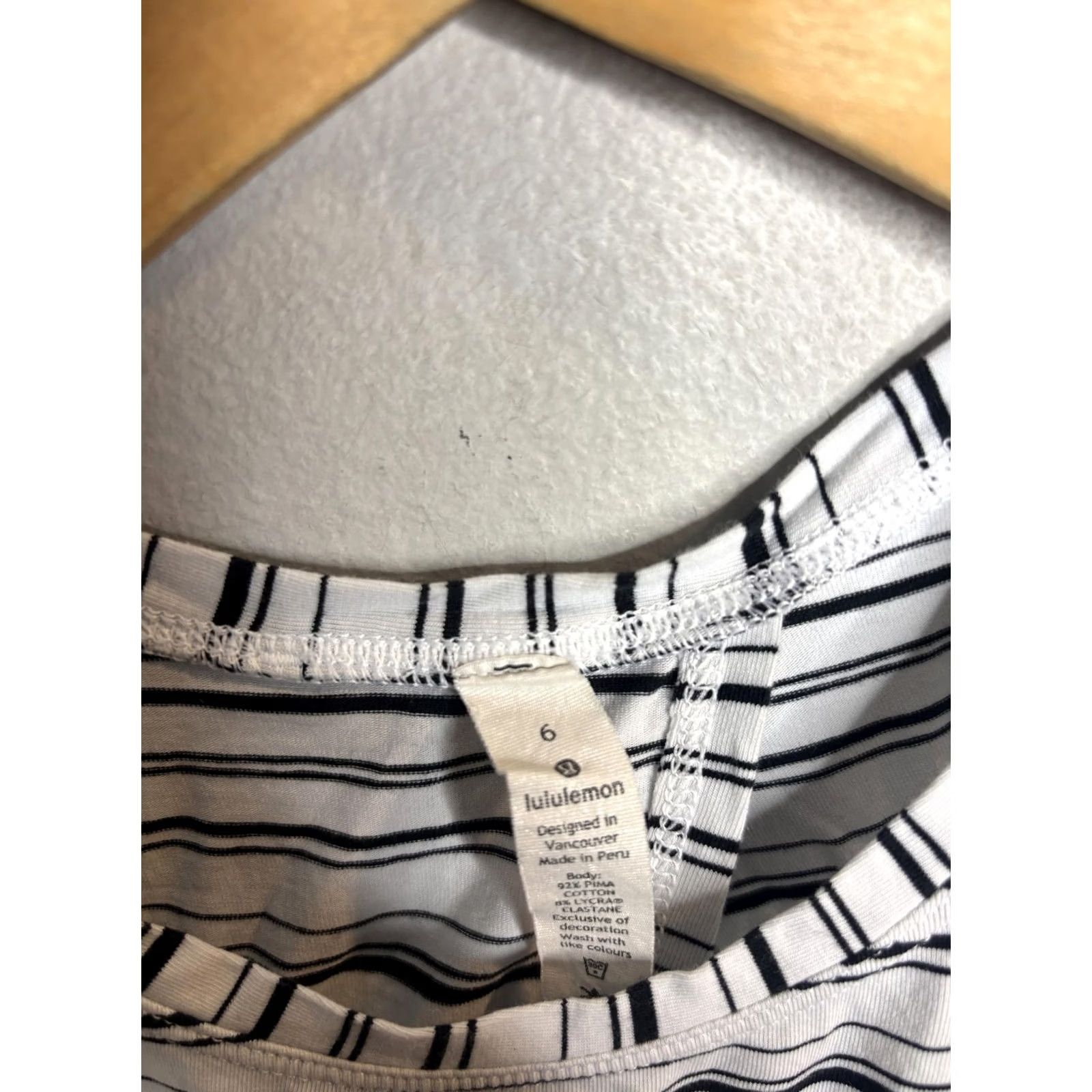 Lululemon Lululemon Tank Womens 6 White Striped Racerback Pima Cotton Yoga Sleeveless Top Stretch Lightweight Crew Neck Size M / US 6-8 / IT 42-44 - 3 Thumbnail