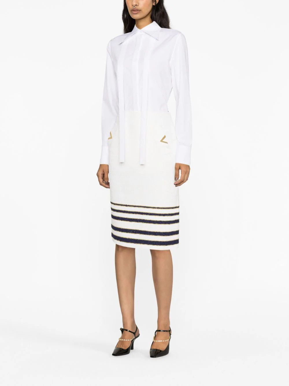 Valentino o1s22i1n0924 Cotton Poplin Shirt in White Size M / US 6-8 / IT 42-44 - 2 Thumbnail