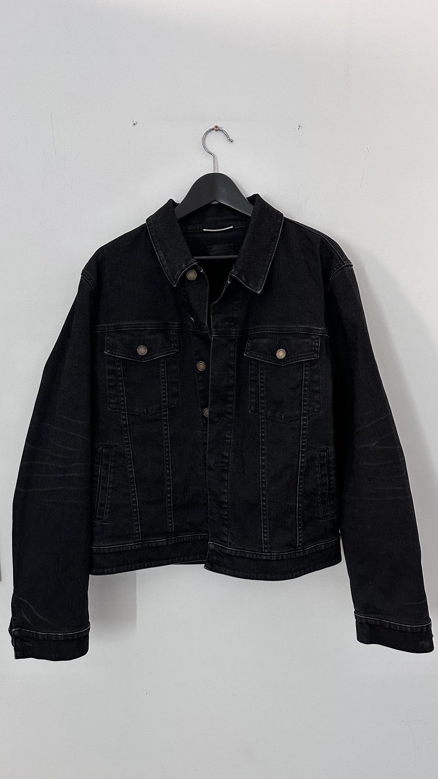 Saint Laurent Paris Saint Laurent Black Waxed Denim Jacket Grailed