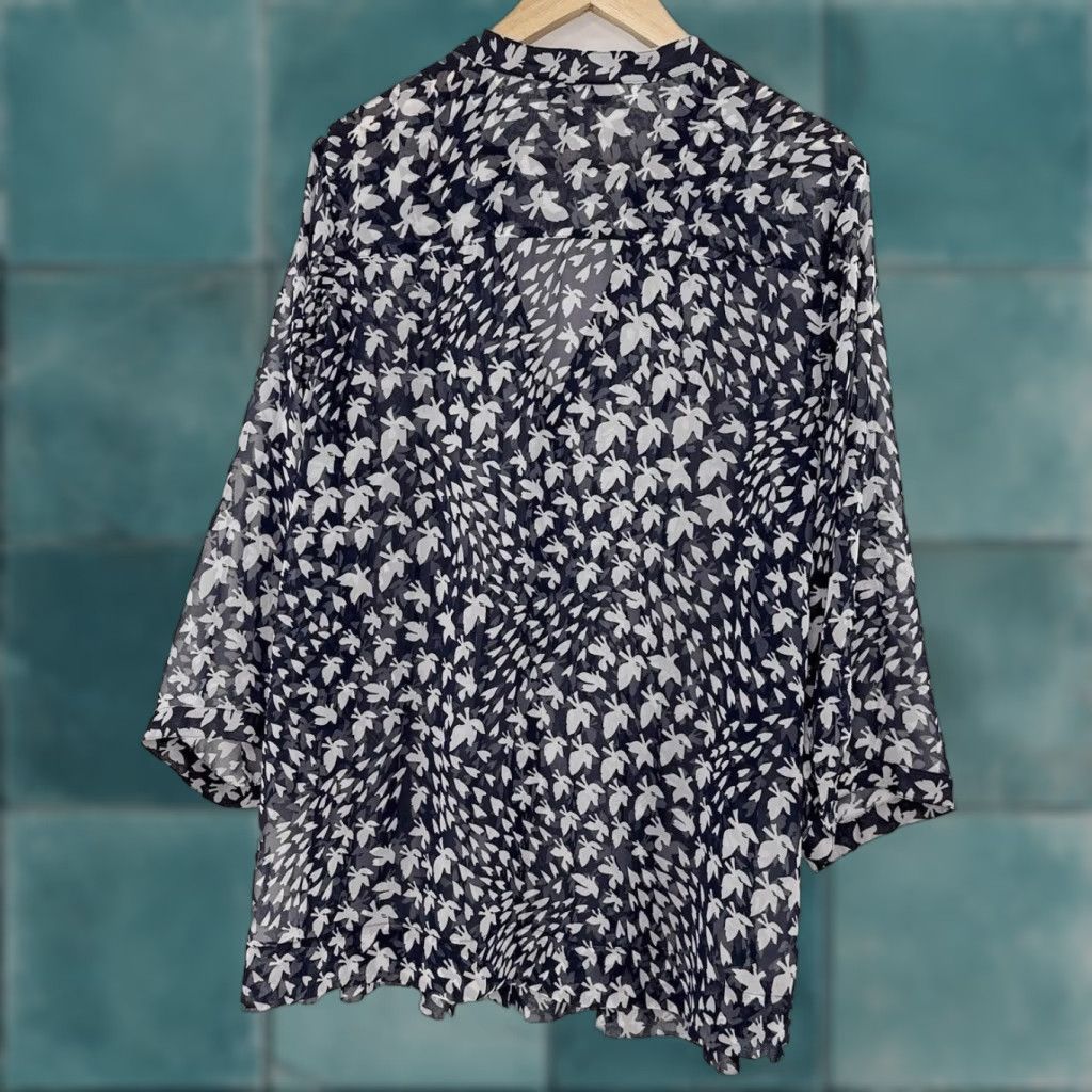 Charter Club VINTAGE? No — Charter Club Plus Size Navy Blue & White Print Button Front Chiffon Shirt Sz 3x Size XXL / US 16-18 / IT 52-54 - 1 Thumbnail