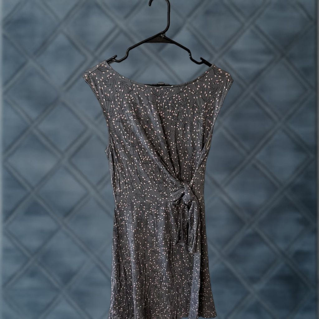 Loft VINTAGE LOFT Gray Polka Dot Tank Dress XS Women Sleeveless Knee Length Clothing Size XS / US 0-2 / IT 36-38 - 1 Thumbnail