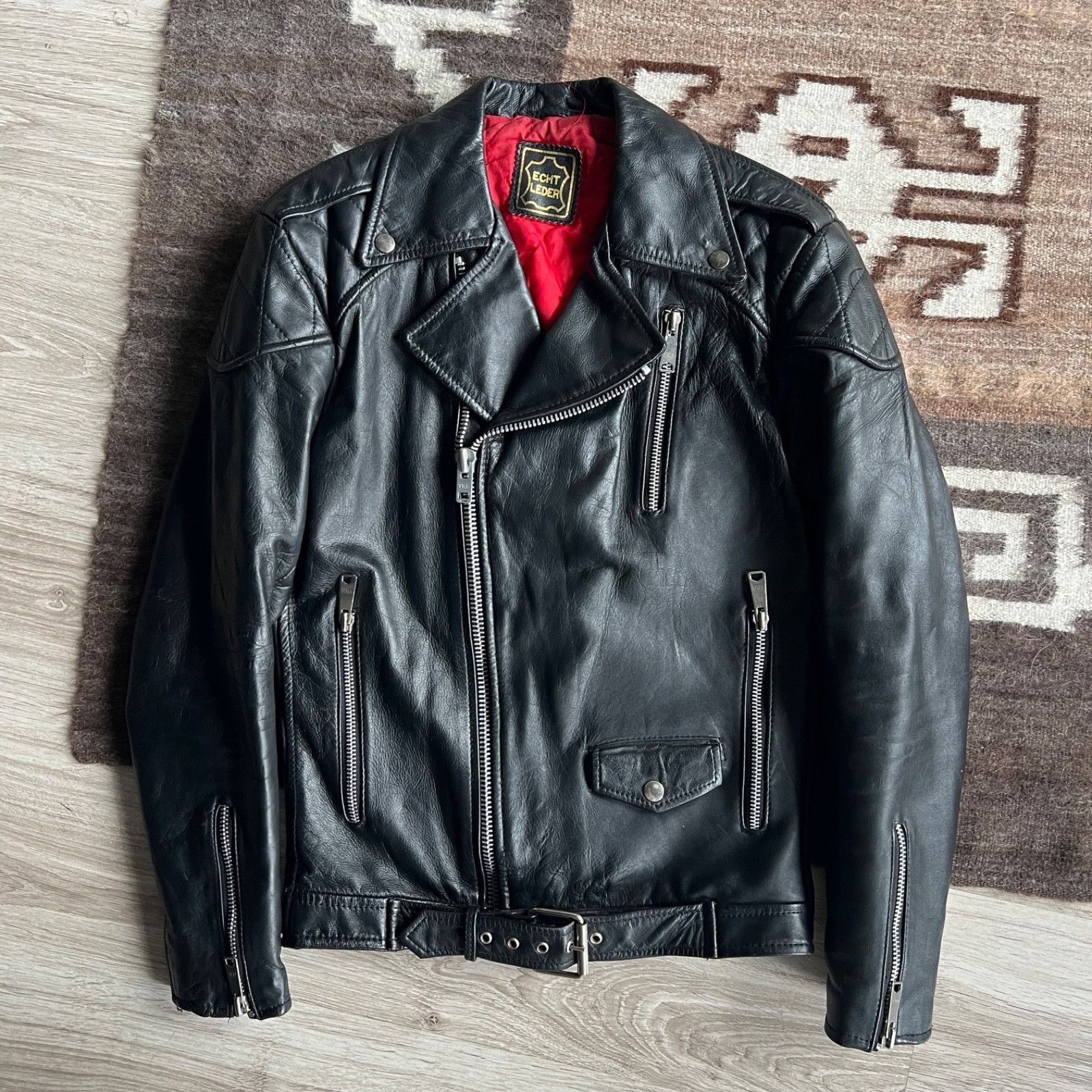 Genuine Leather Vintage Echt Leder Leather Biker Motorcycle Jacket 9918AC Size US M / EU 48-50 / 2 - 1 Thumbnail