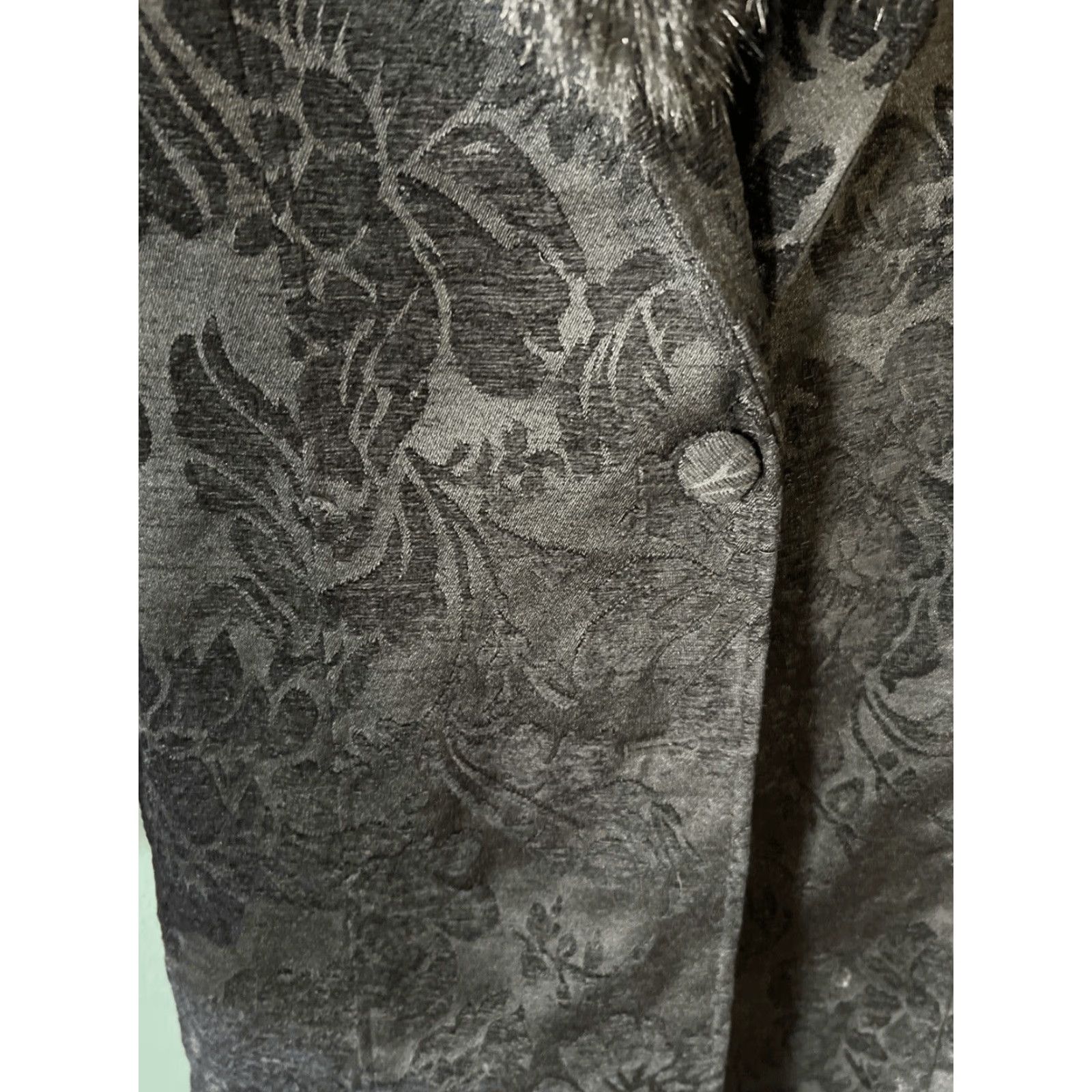 Merona Merona Coat Jacquard Tapestry Winter Damask Floral Faux-Fur Collar S Black Cotton Blend Women’s? Size S / US 4 / IT 40 - 3 Thumbnail