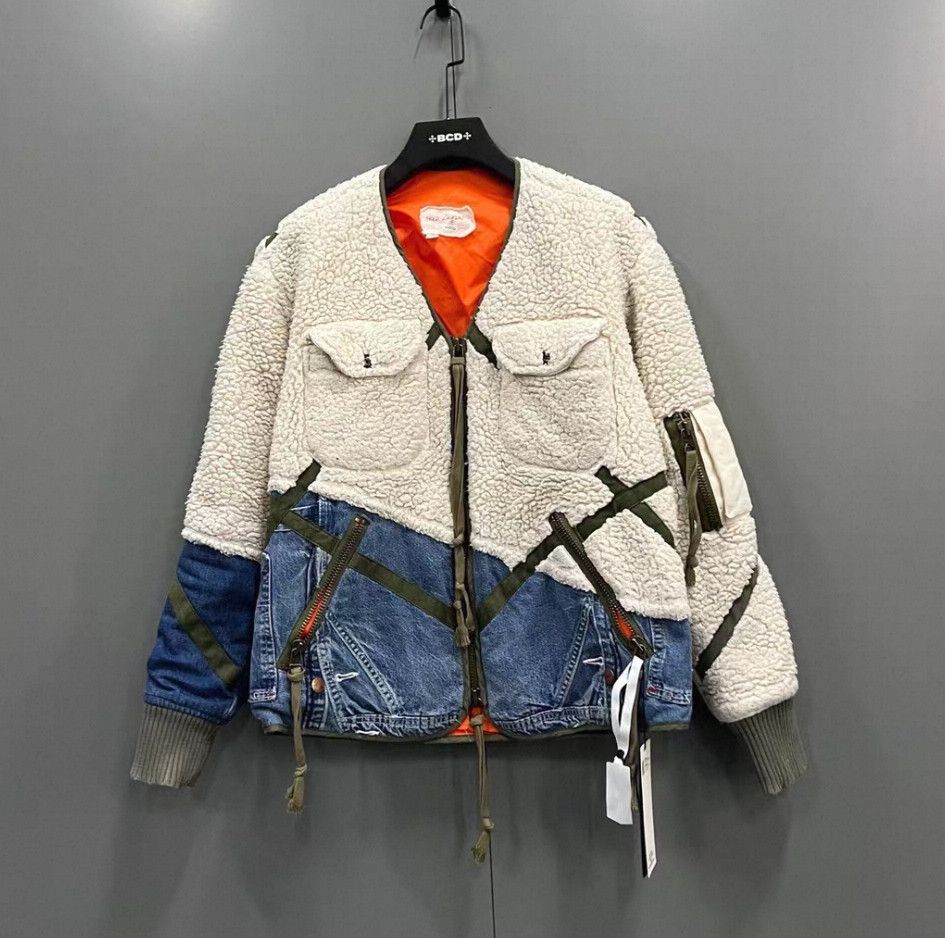 Greg Lauren Denim Shearling Jacket.