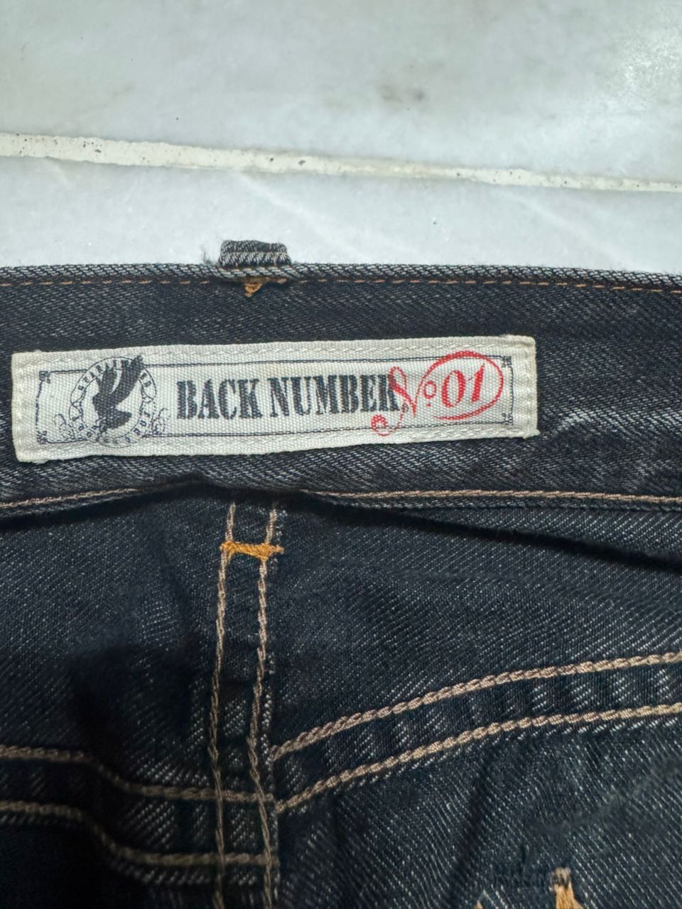 💥Sick💥90s Style Back Number Whisker Distress Ripped Jeans