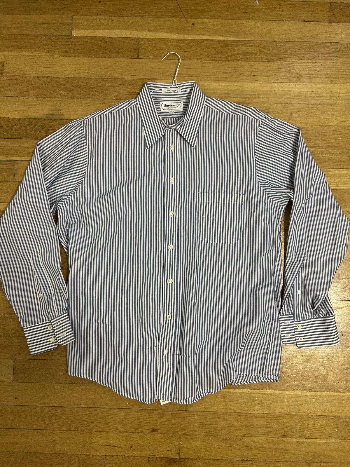 Burberry Vintage Blue Striped Burberry Button Size US M / EU 48-50 / 2 - 1 Thumbnail