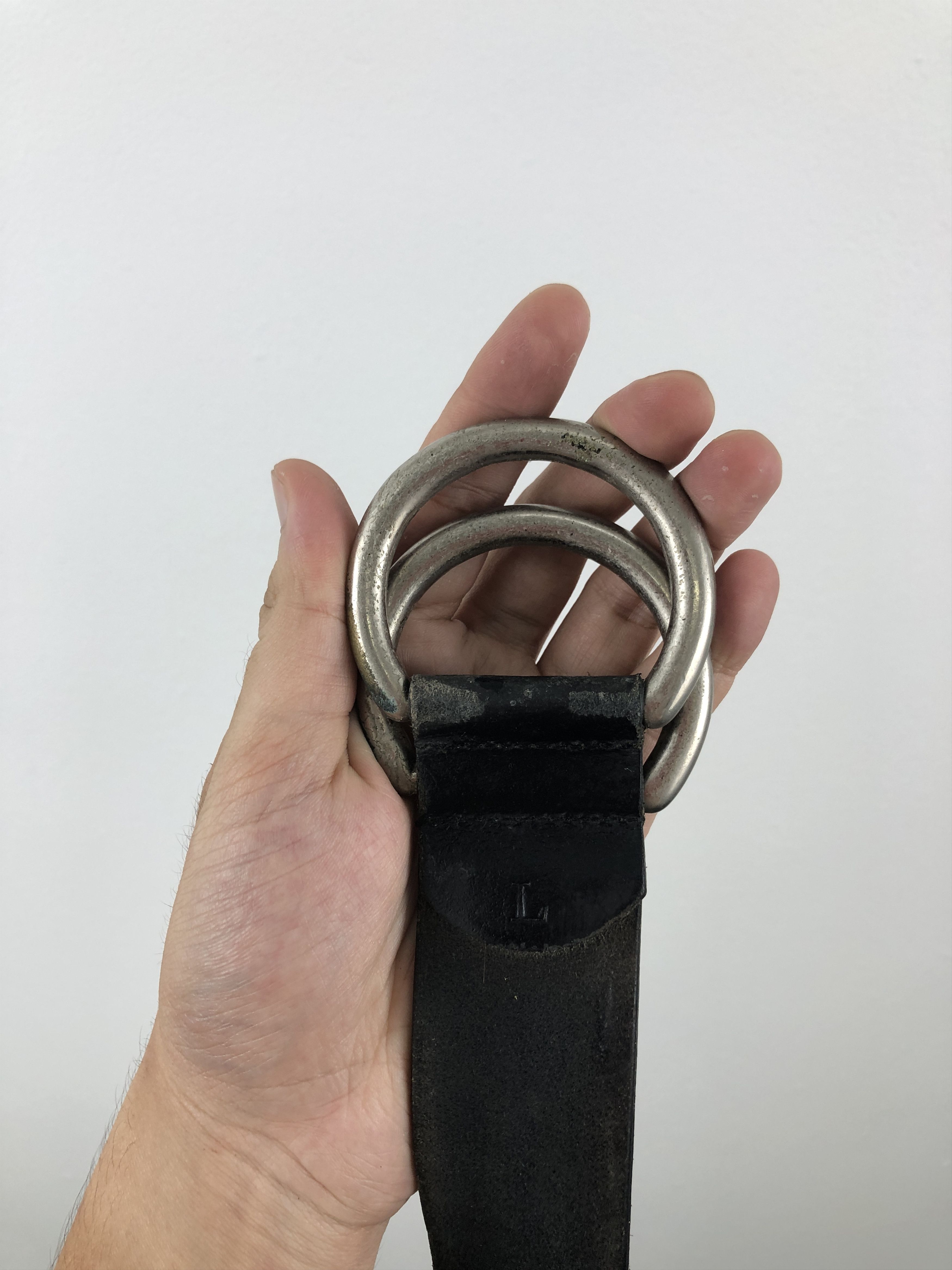 Genuine Leather Vintage Double Ring Buckle Japanese Leather Belt B0026 Size ONE SIZE - 3 Thumbnail