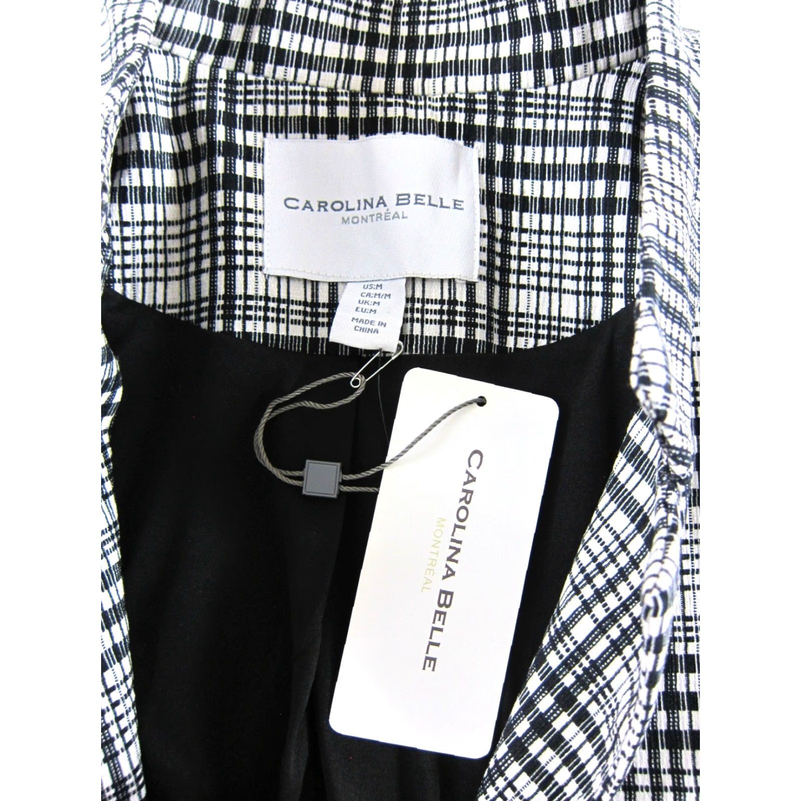 Vintage NWT Carolina Belle Montreal Black White Plaid Houndstooth Blazer Trench Coat M Size M / US 6-8 / IT 42-44 - 3 Thumbnail