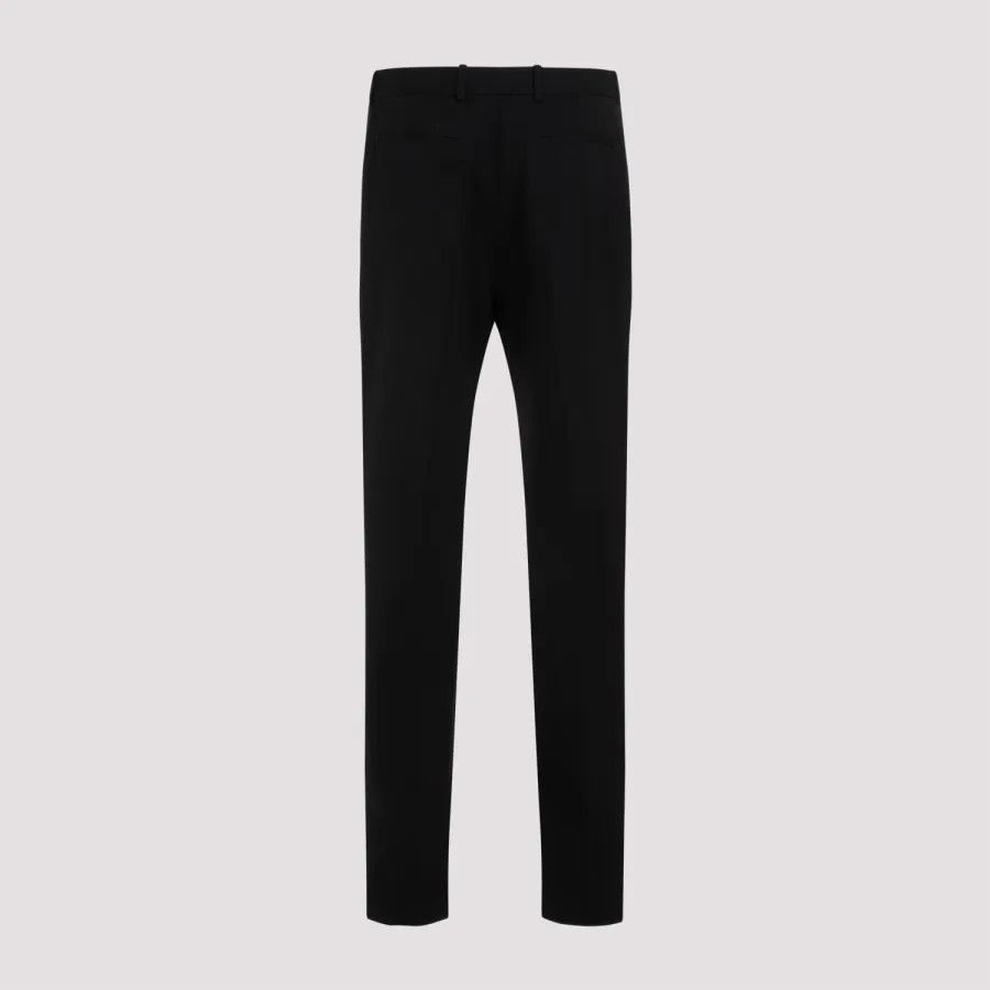 Saint Laurent Paris o1s1wg111124 High-Waisted Tuxedo Pants Grain de Poudre Black Size US 28 / EU 44 - 2 Thumbnail