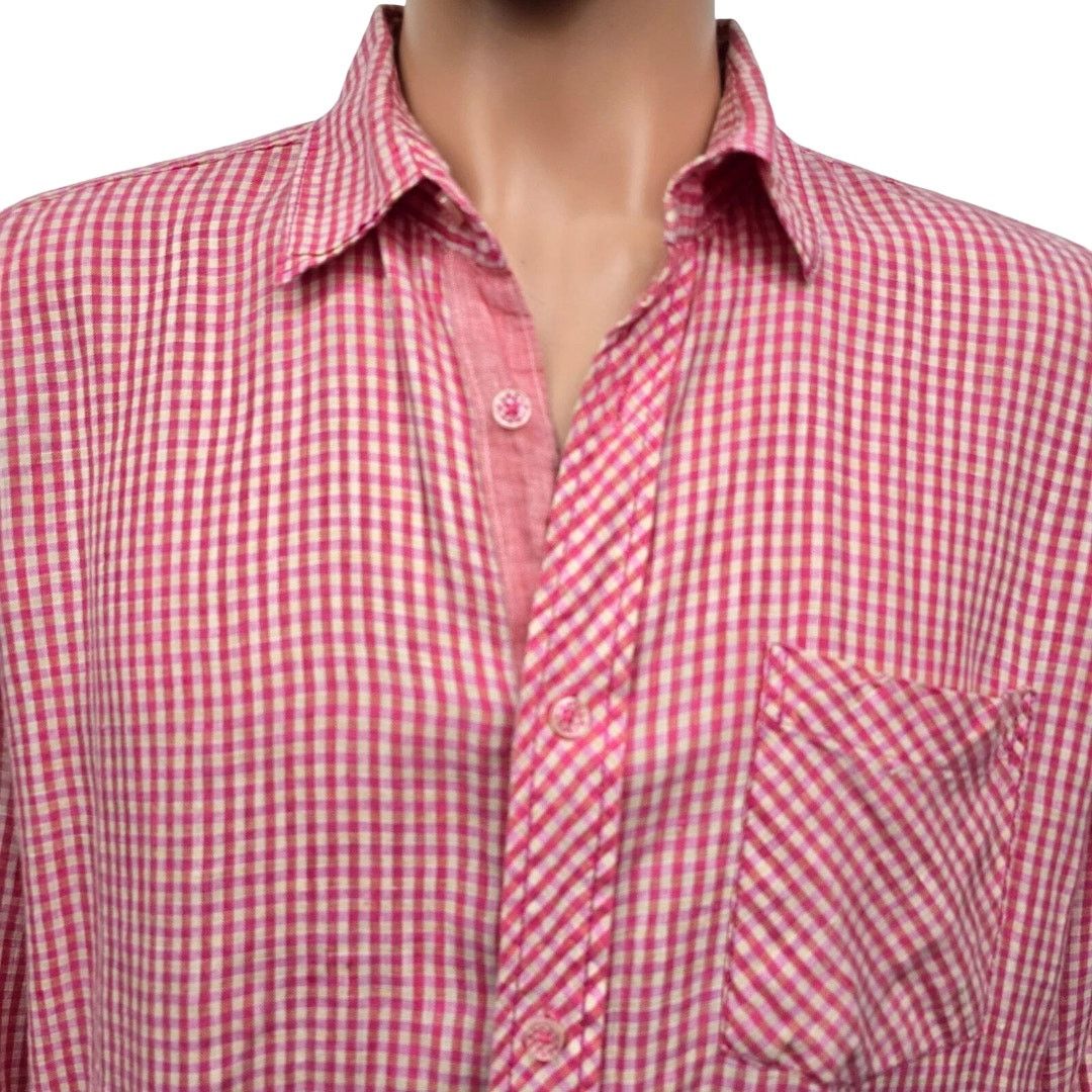 BUGATCHI BUGATCHI Uomo Linen Shirt L Gingham Check Contrast Flip Cuff Size US L / EU 52-54 / 3 - 2 Thumbnail