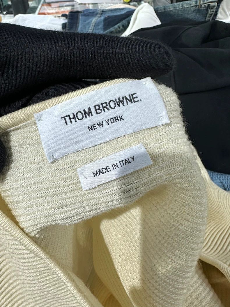 Thom Browne Thom Browne A beige knit cardigan Size US XS / EU 42 / 0 - 5 Thumbnail