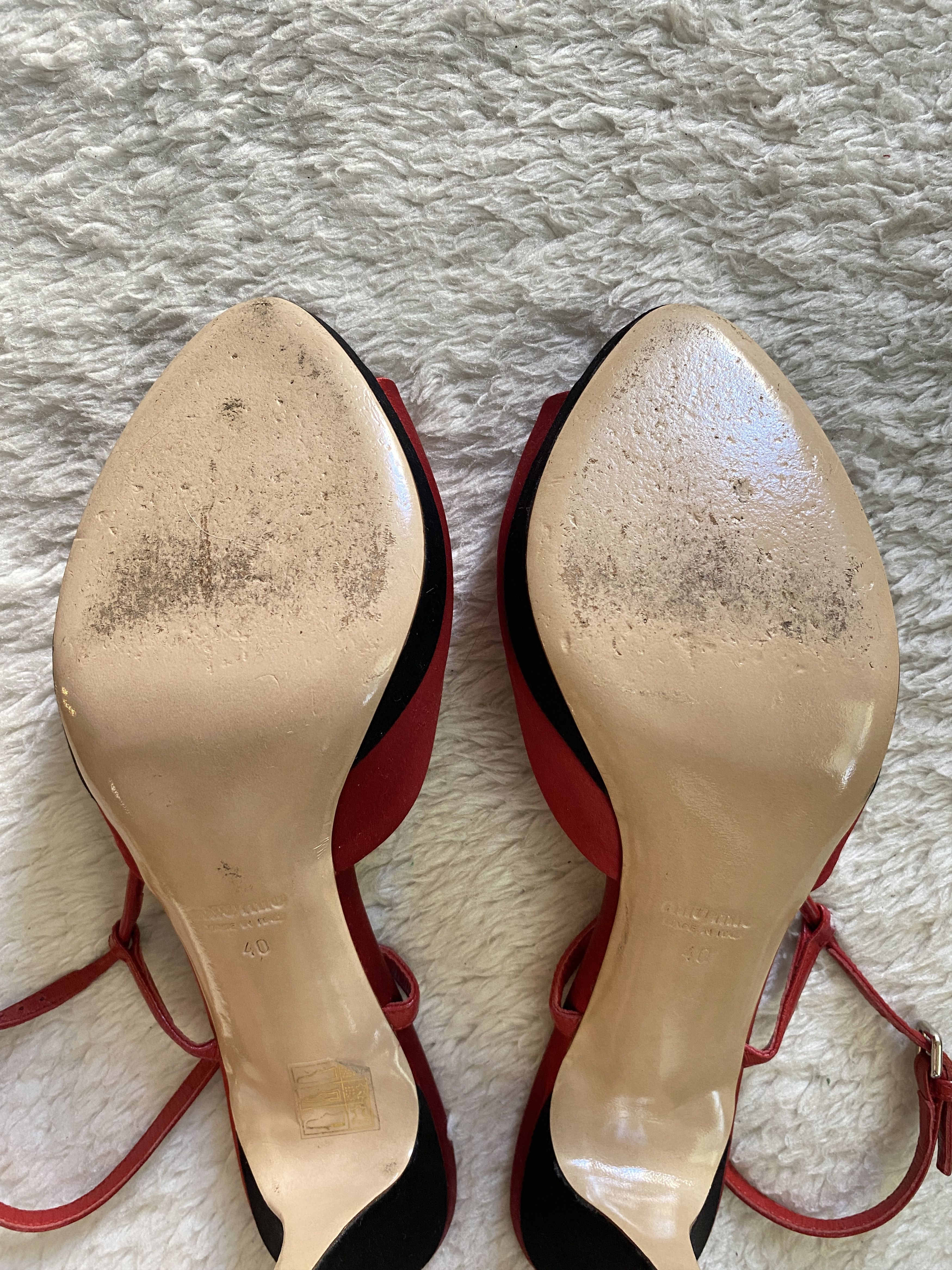 Miu Miu Miu Miu Silk Peep Toe Sandals – Red & Black Size US 10 / IT 40 - 12 Thumbnail