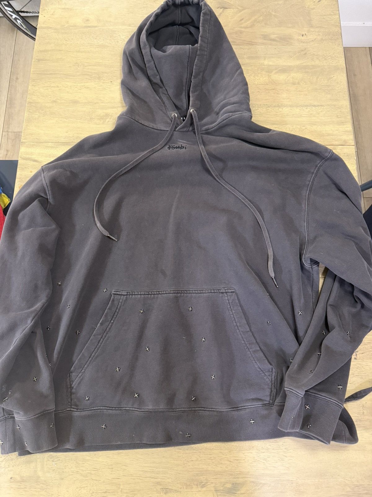 Ksubi Cross Stitch Hoodie Faded Black Mens 2XL