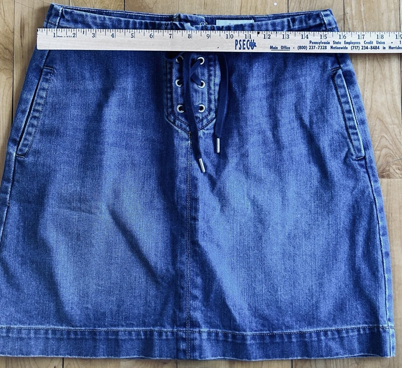 Ann Taylor Ann Taylor Loft Denim Jean Lace Up Mini Skirt 100 % Cotton Size 30" / US 8 / IT 44 - 7 Thumbnail