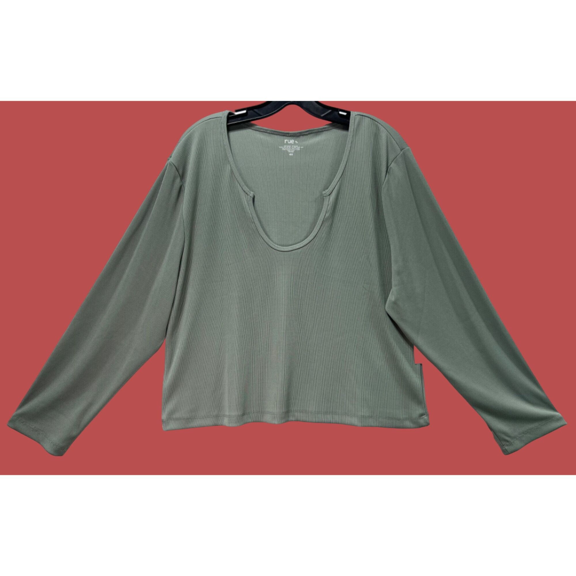 Other Rue + - Women's Long Sleeve Stretch Casual T-Shirt - Light G Size 4XL / US 24-26 - 1 Thumbnail
