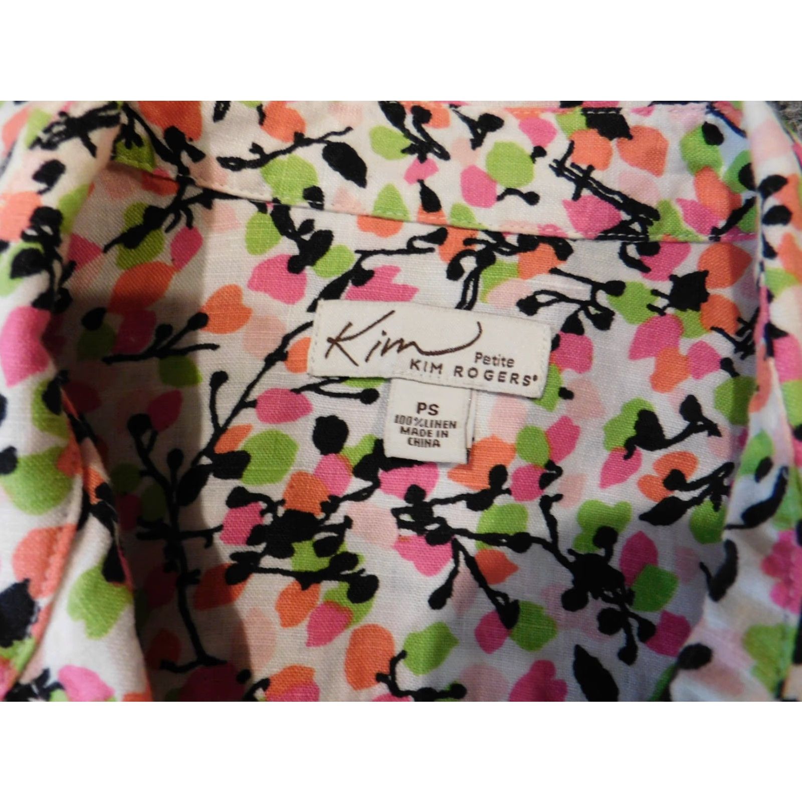 Pinko Kim Rogers Womens Shirt PS Petites Pink Floral Button-Up Crew Neck Long Sleeve Casual Stretch Cotton Rayon Button-Up Shirt Womens Per Example Size S / US 4 / IT 40 - 4 Thumbnail